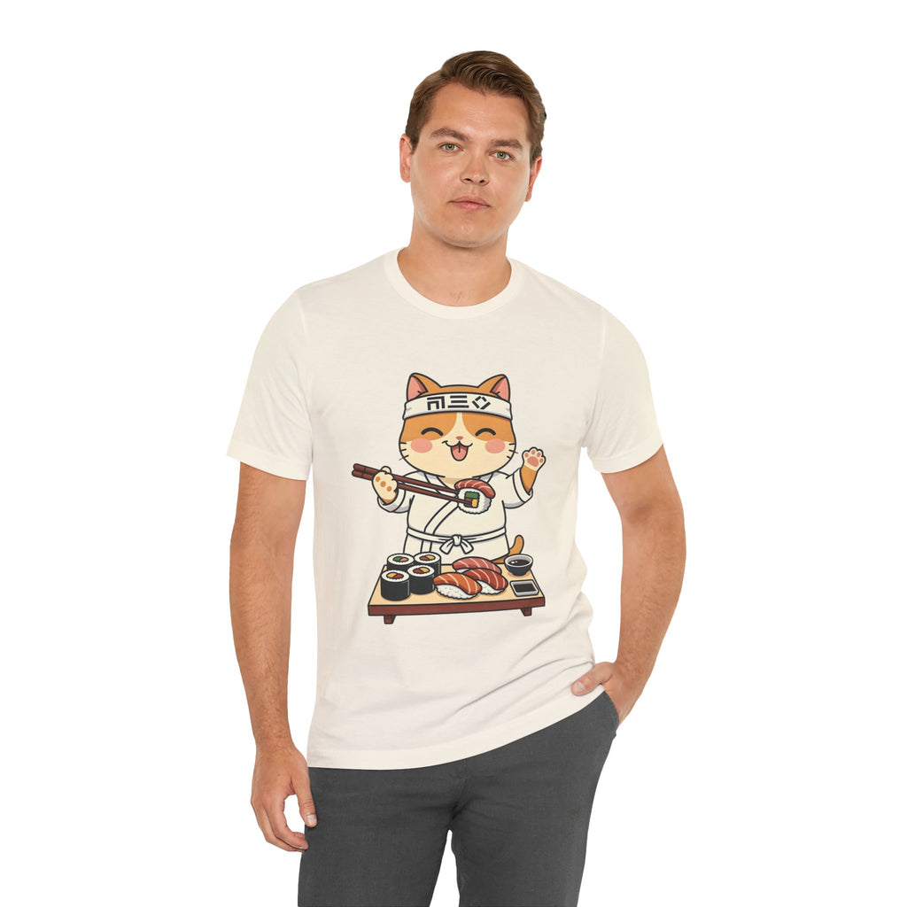Sushi Chef Cat T‑Shirt — Cute Kawaii Cat Making Sushi Graphic Tee