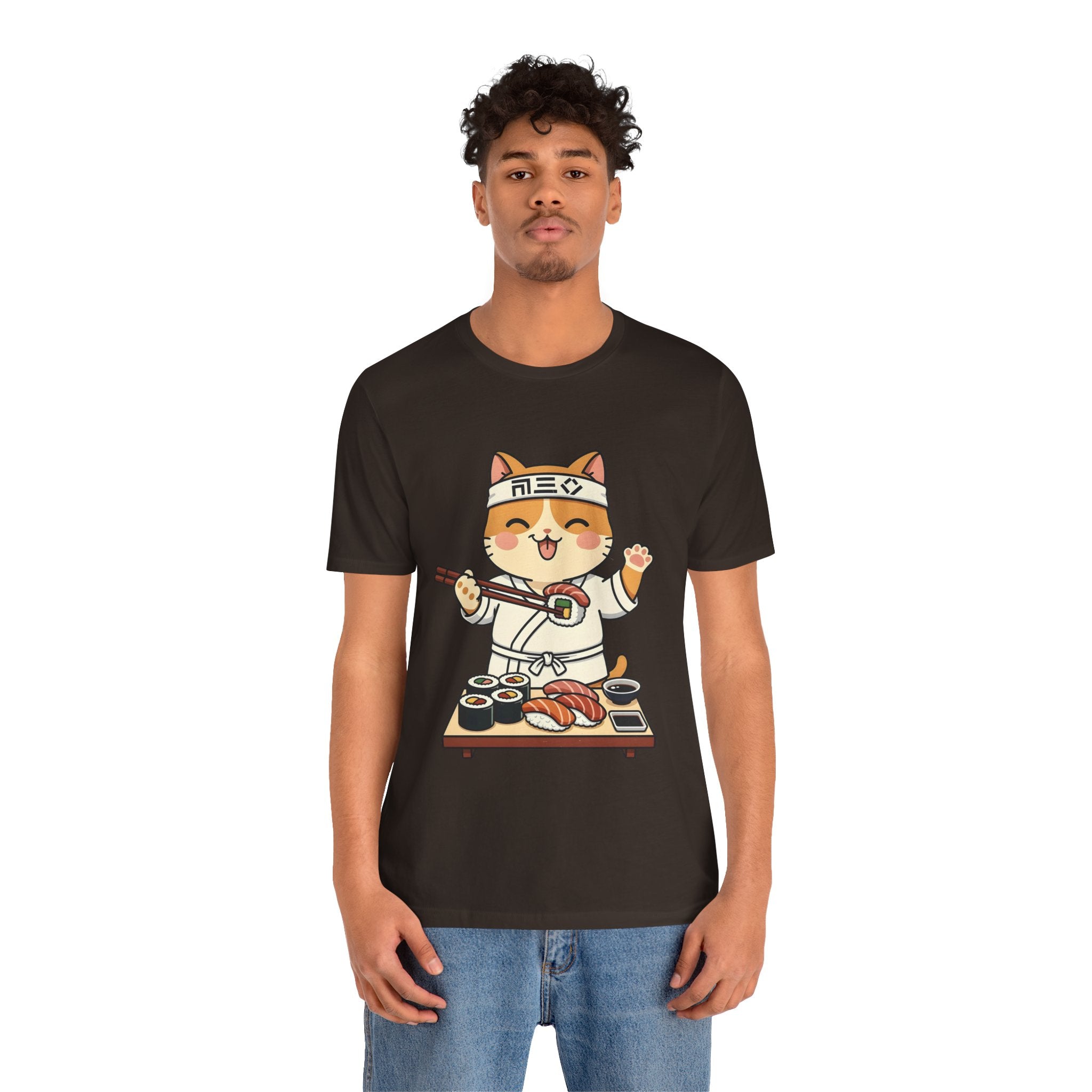Sushi Chef Cat T‑Shirt — Cute Kawaii Cat Making Sushi Graphic Tee