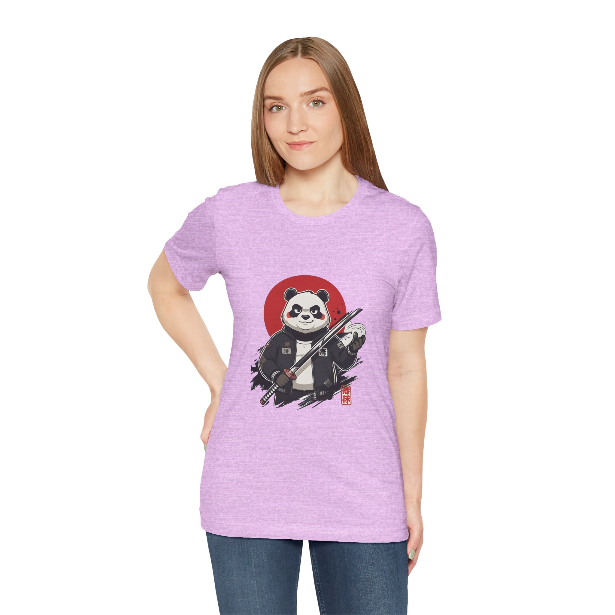 Samurai Panda T-Shirt — Cute Warrior Graphic Tee with Red Sun