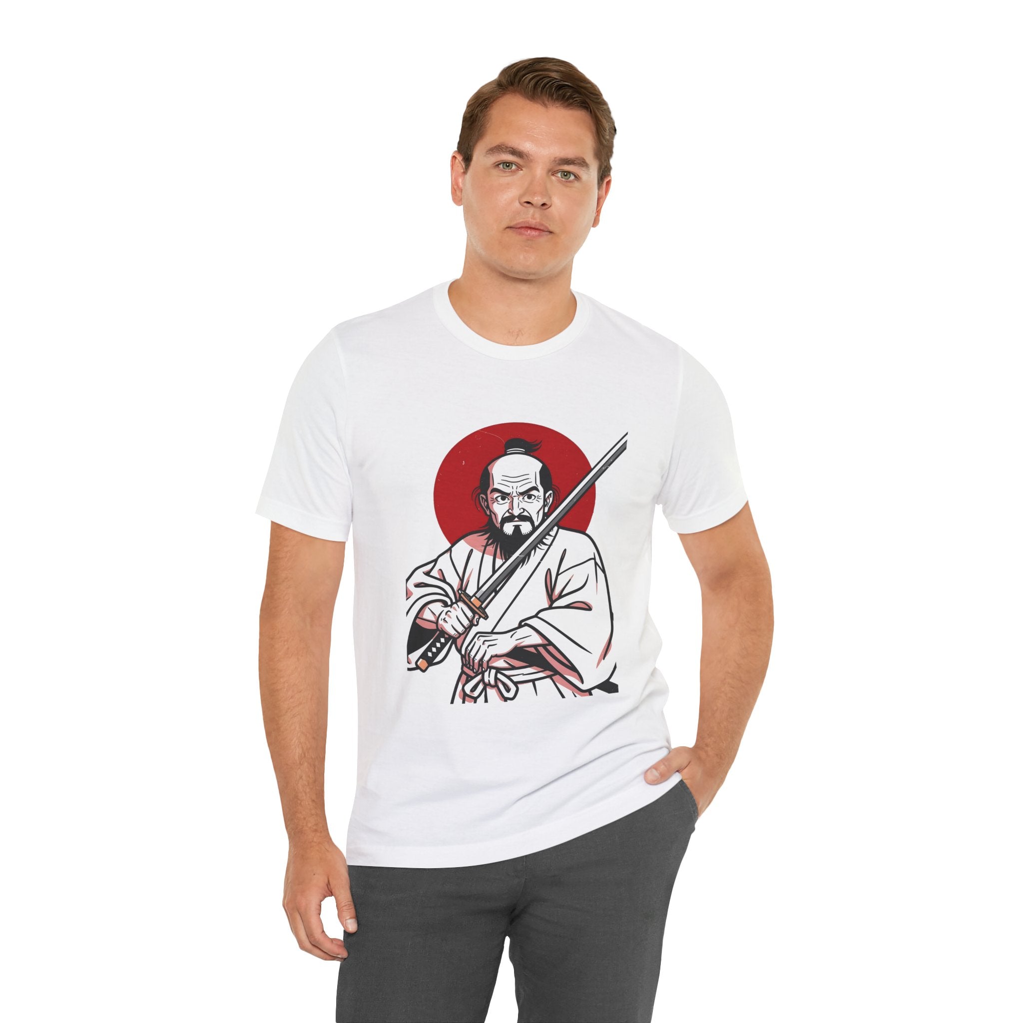 Samurai Warrior T-Shirt – Vintage Katana Illustration with Red Rising Sun
