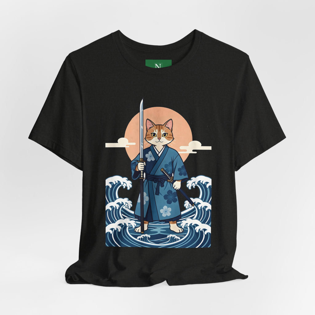 Samurai Cat T-Shirt — Japanese Wave Illustration Tee
