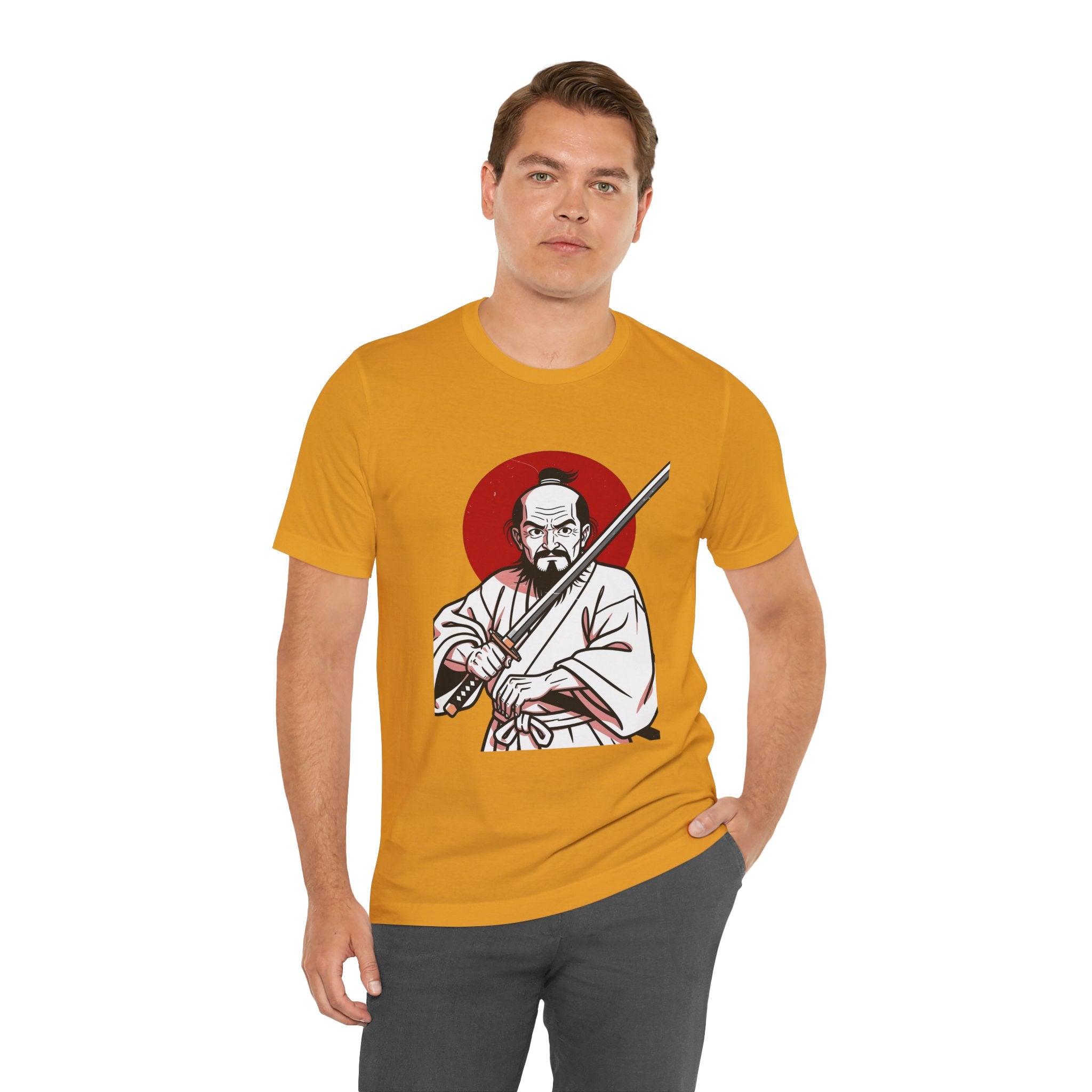 Samurai Warrior T-Shirt – Vintage Katana Illustration with Red Rising Sun