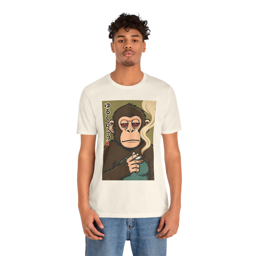 Smoking Monkey Graphic Tee — Japanese Retro Ape Illustration T-Shirt