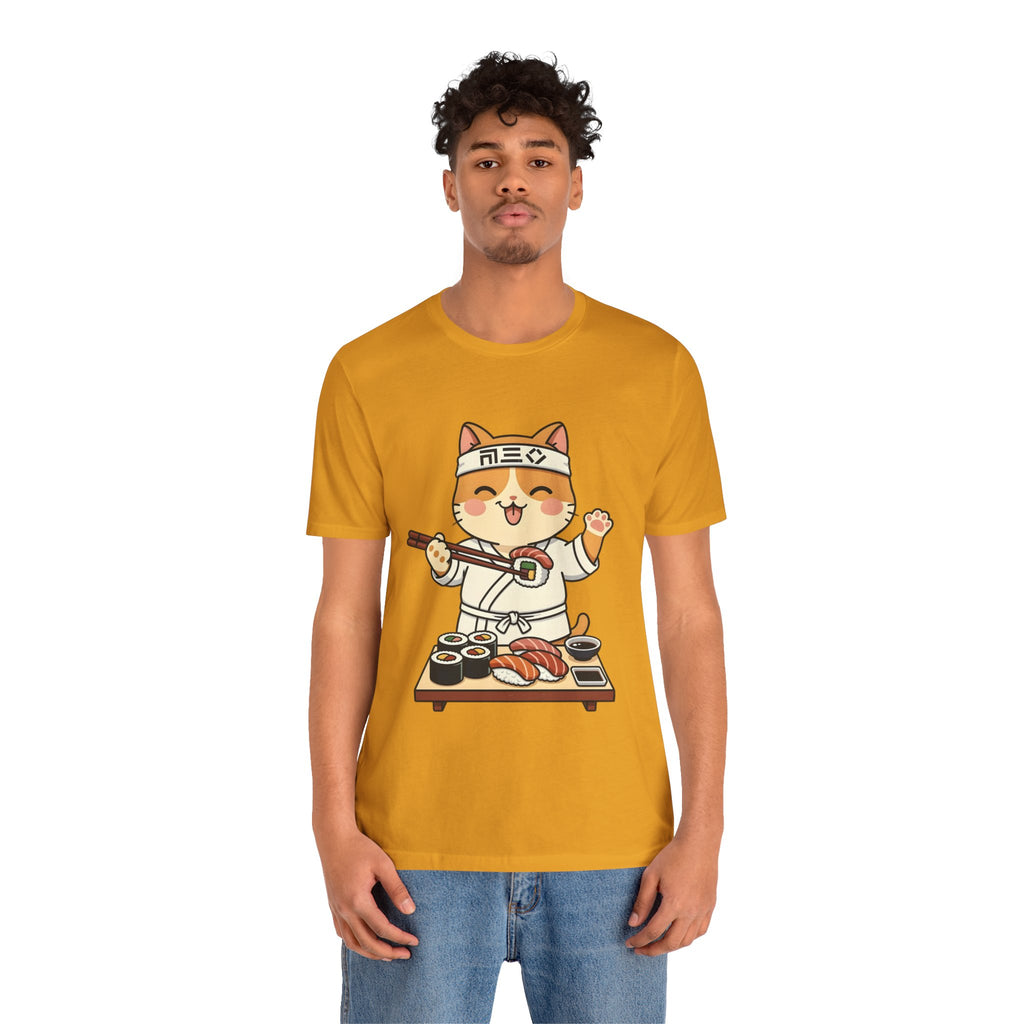 Sushi Chef Cat T‑Shirt — Cute Kawaii Cat Making Sushi Graphic Tee