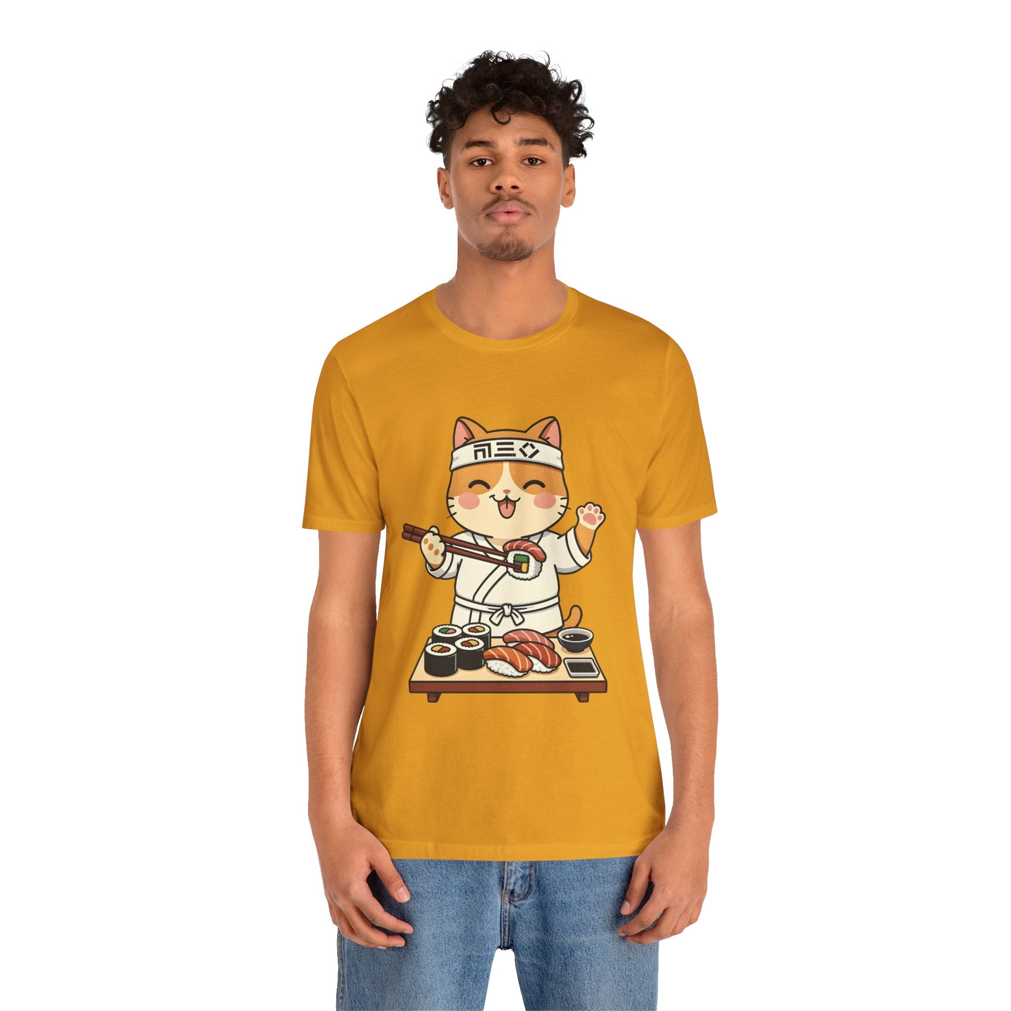 Sushi Chef Cat T‑Shirt — Cute Kawaii Cat Making Sushi Graphic Tee