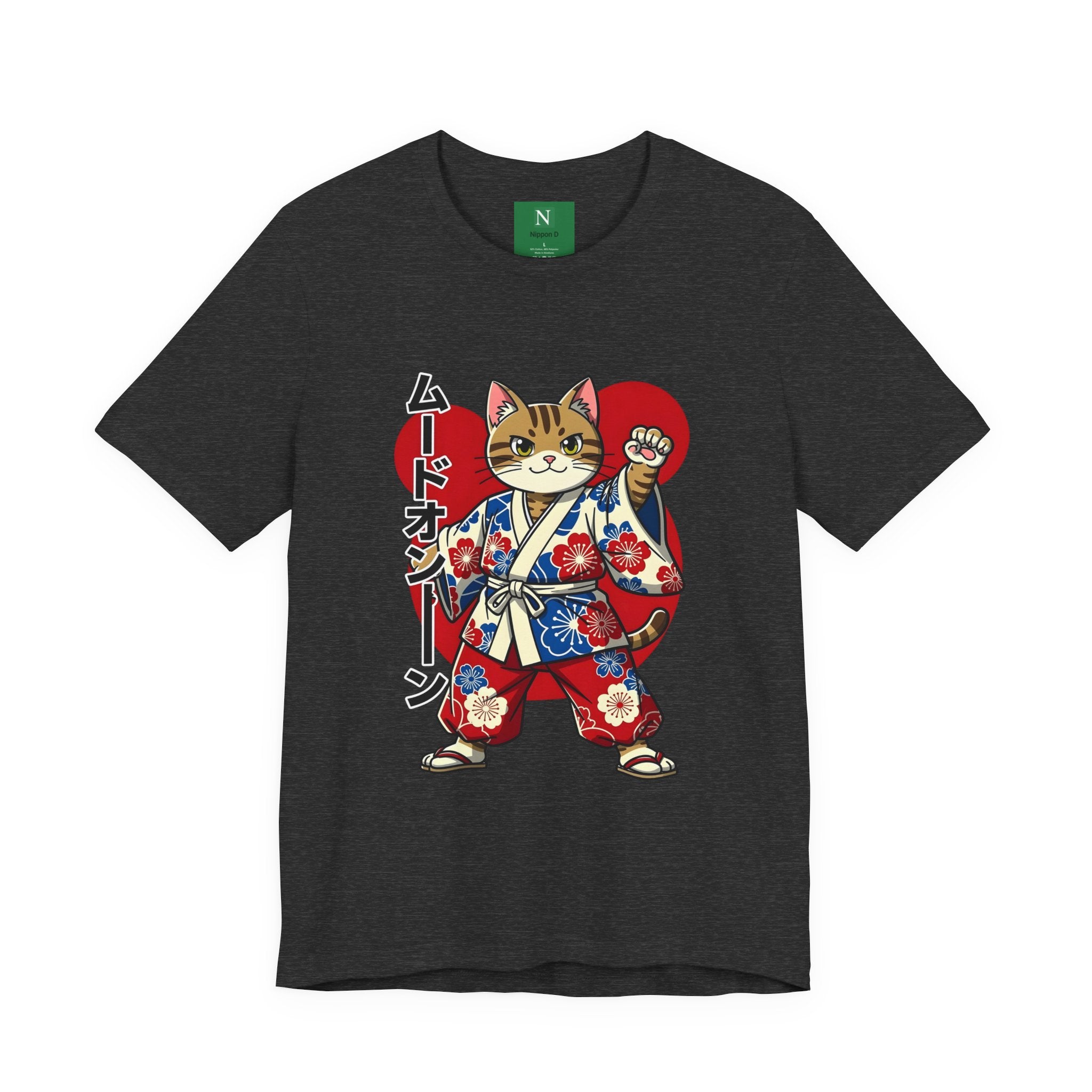 Samurai Cat T‑Shirt — Kawaii Japanese Kimono Cat Graphic Tee