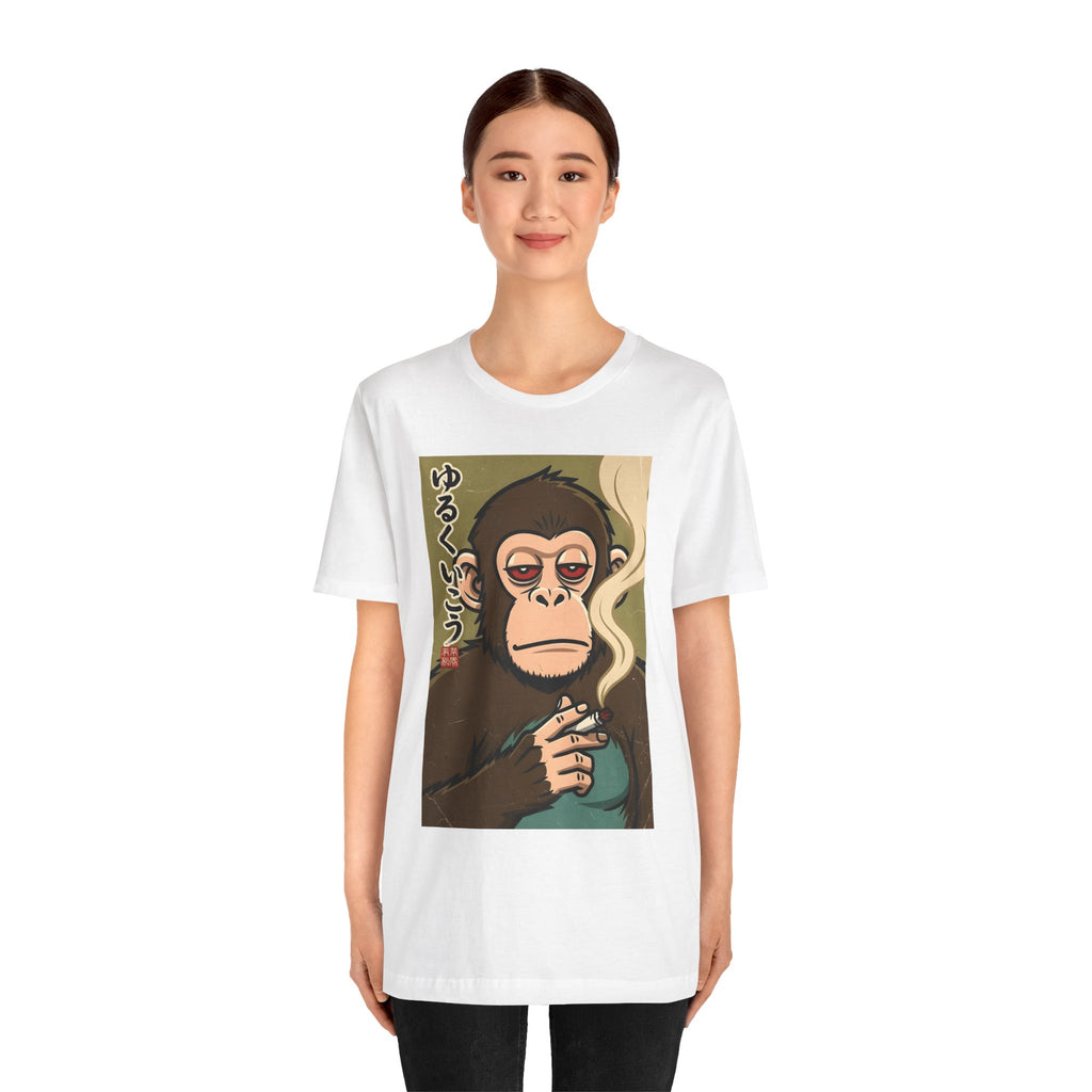 Smoking Monkey Graphic Tee — Japanese Retro Ape Illustration T-Shirt
