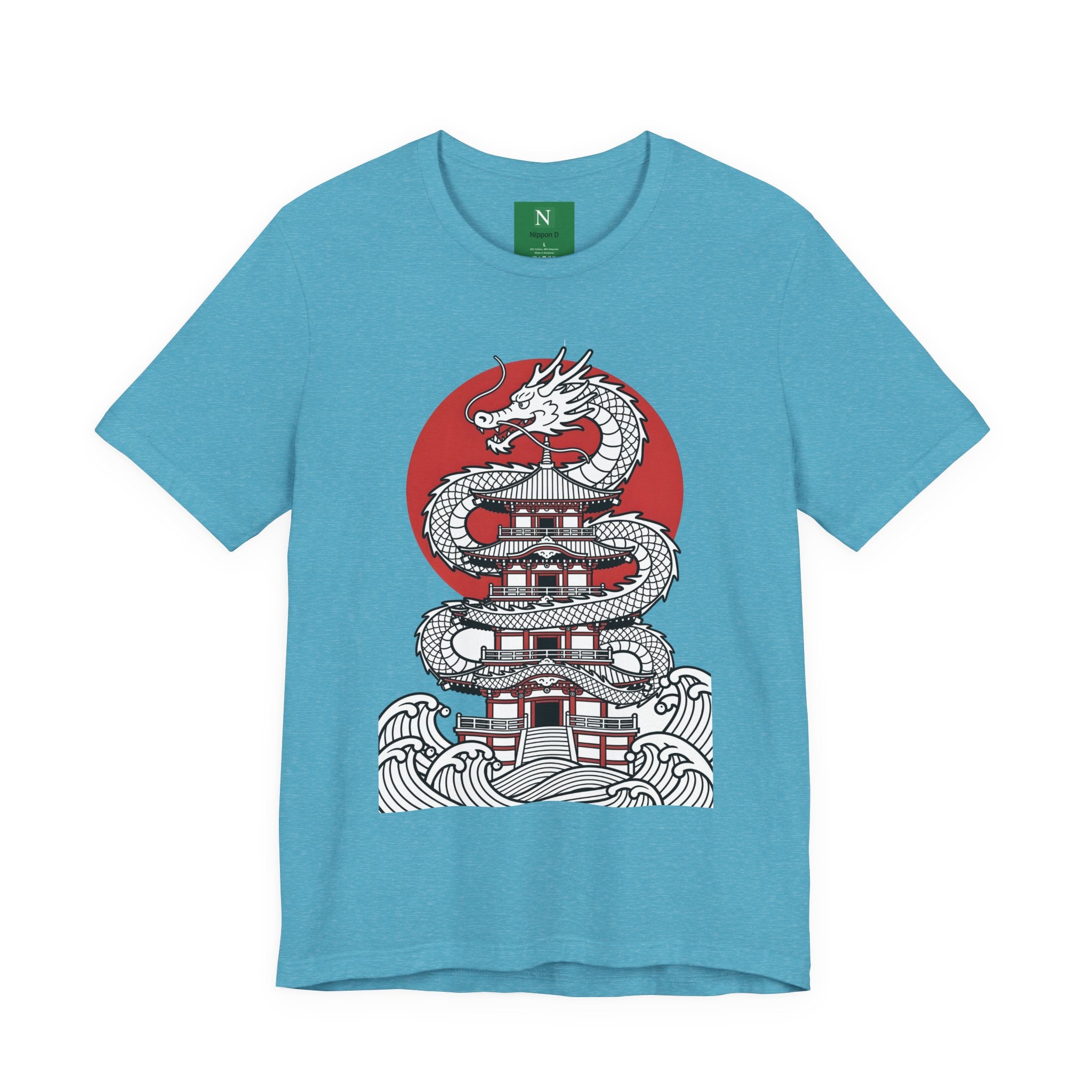 Dragon Pagoda T‑Shirt — Japanese Red Sun Temple Graphic Tee
