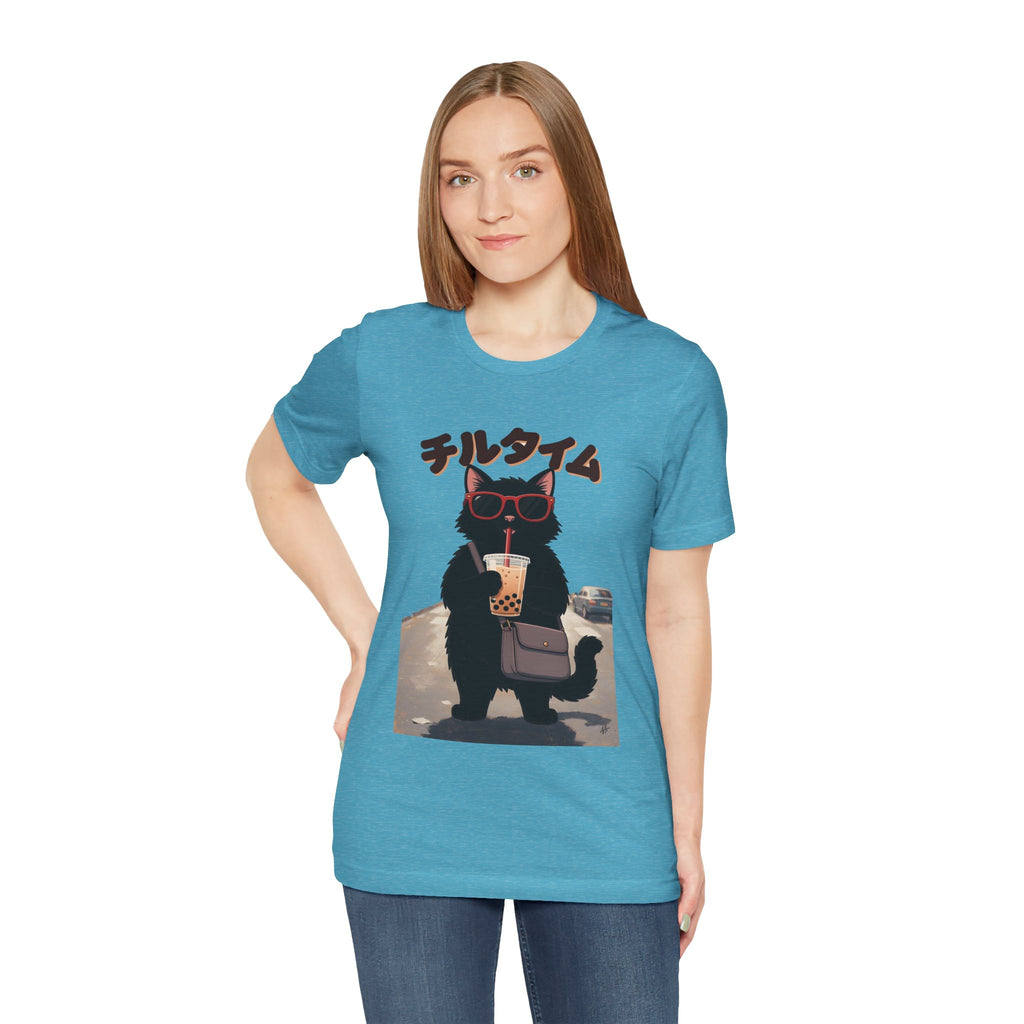 Boba Cat Tee — Cute Cat Drinking Bubble Tea Graphic T-Shirt