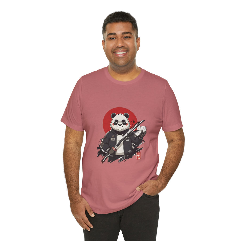 Samurai Panda T-Shirt — Cute Warrior Graphic Tee with Red Sun
