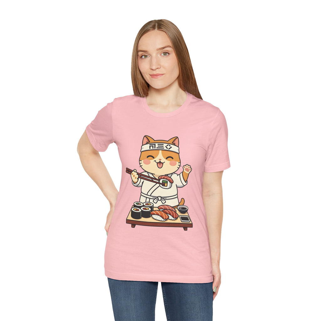 Sushi Chef Cat T‑Shirt — Cute Kawaii Cat Making Sushi Graphic Tee