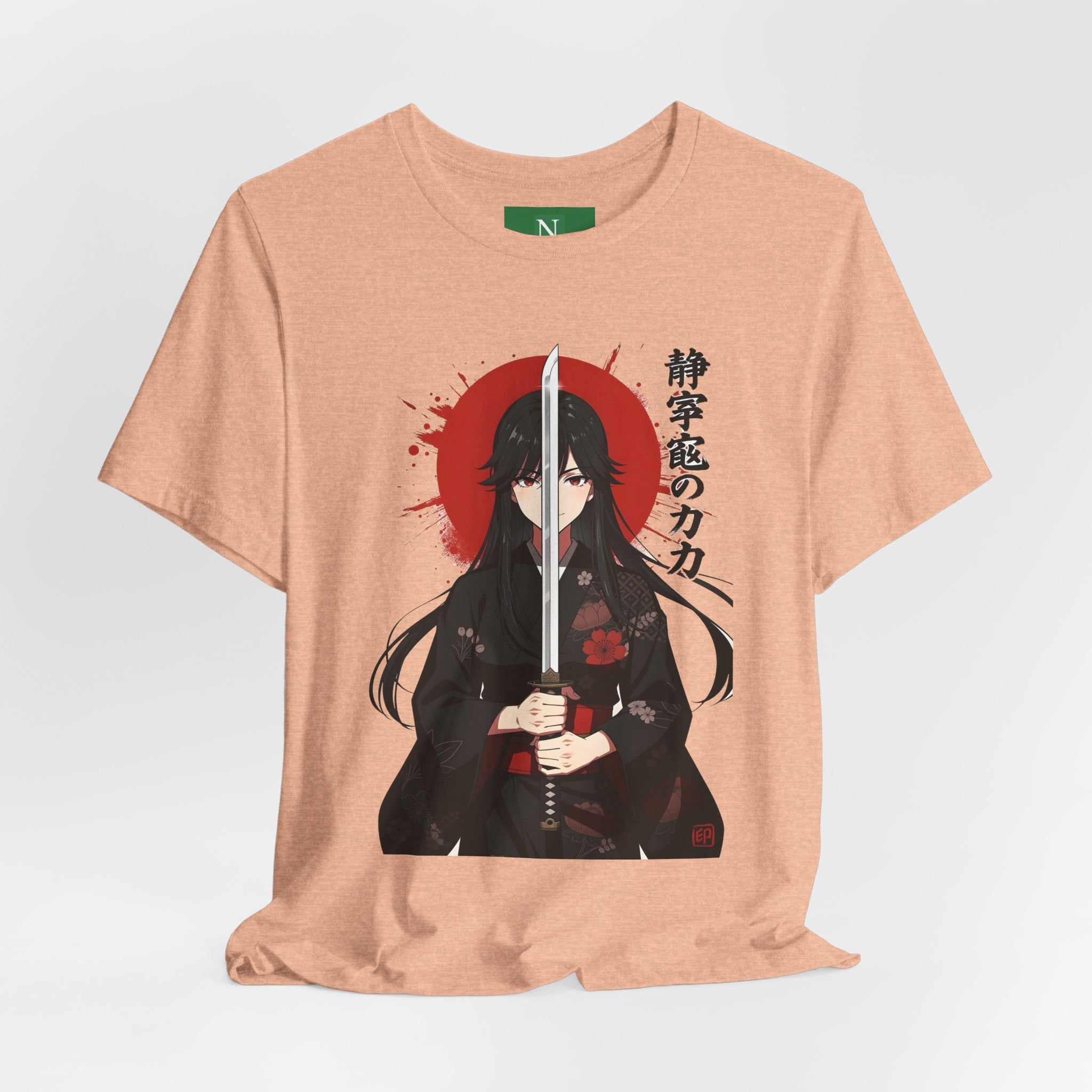 Samurai Girl Sword T‑Shirt — Anime Katana Tee with Japanese Text