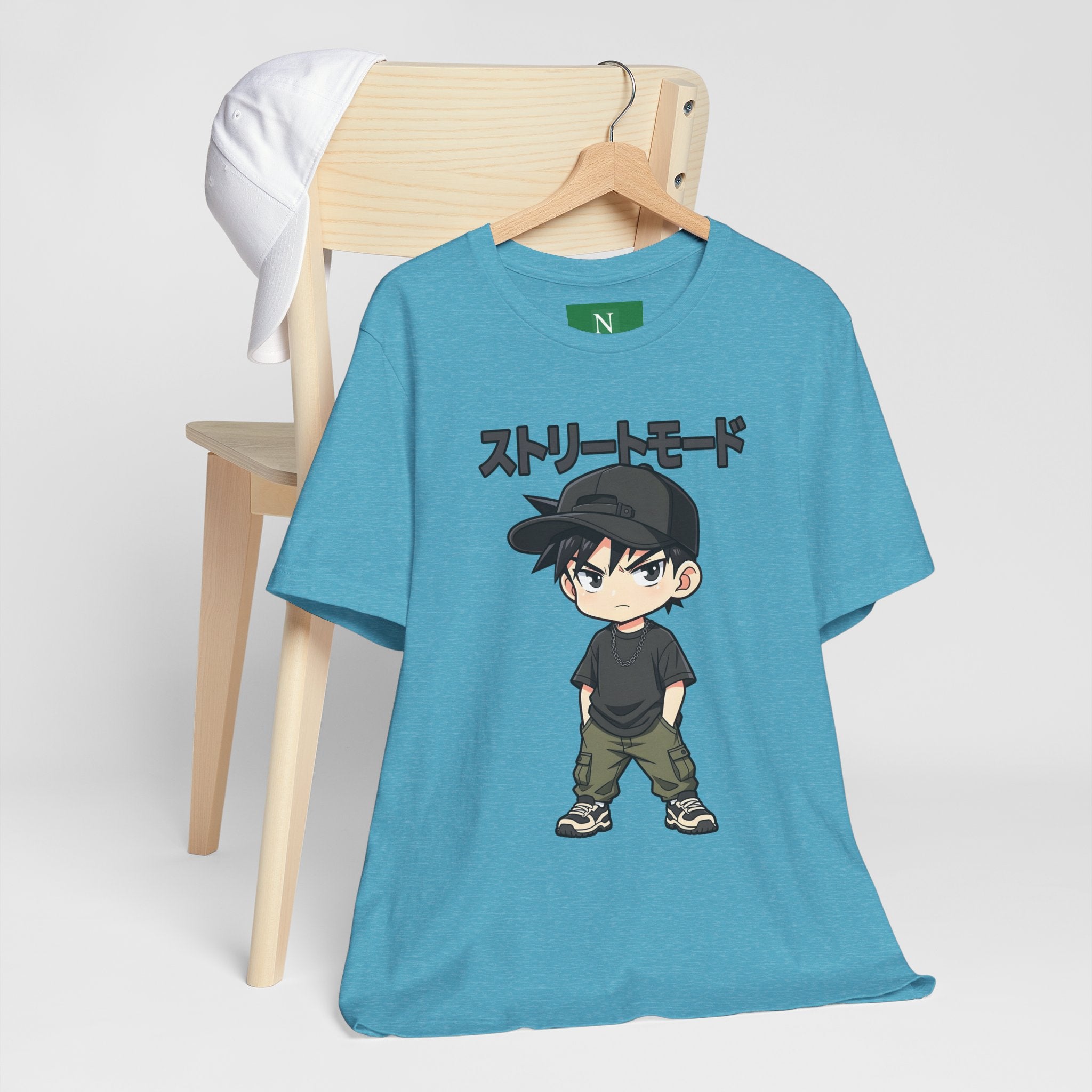 Street Mode Anime Boy T-Shirt — Japanese Text Graphic Tee