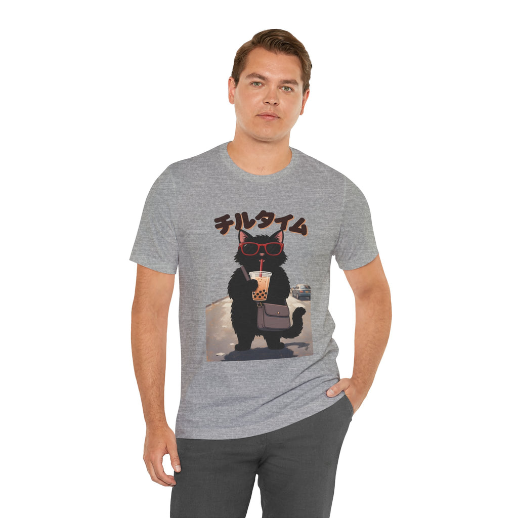Boba Cat Tee — Cute Cat Drinking Bubble Tea Graphic T-Shirt