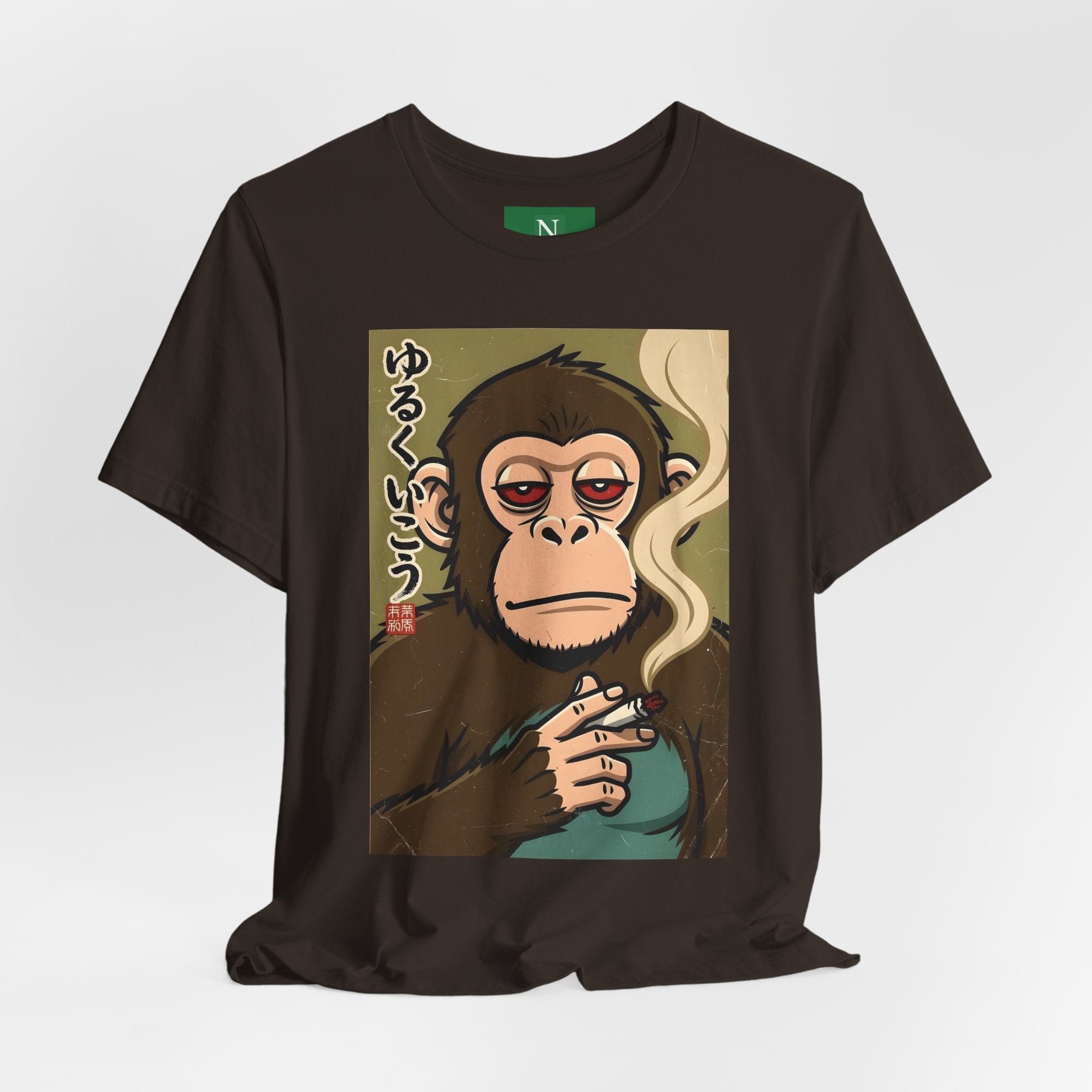 Smoking Monkey Graphic Tee — Japanese Retro Ape Illustration T-Shirt