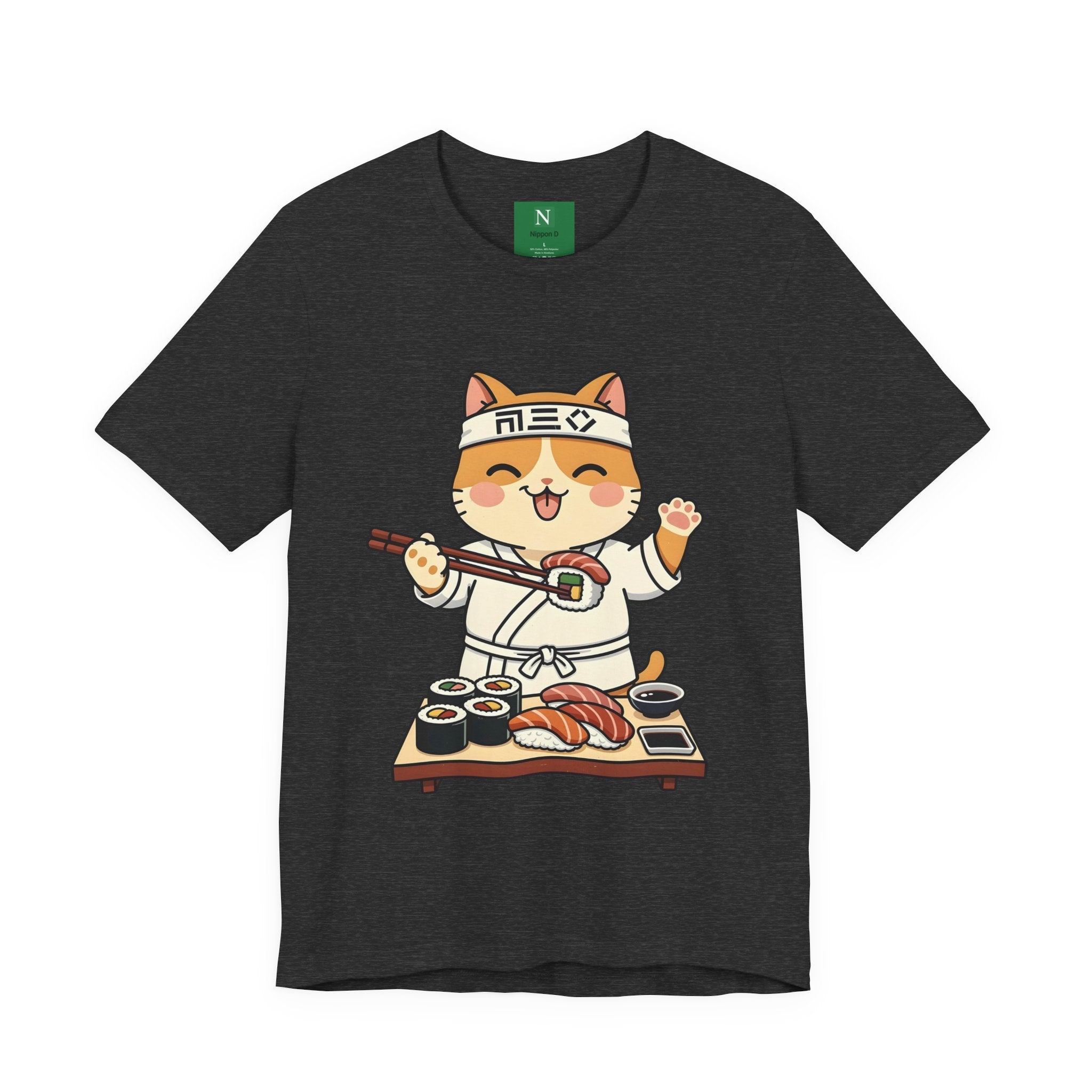 Sushi Chef Cat T‑Shirt — Cute Kawaii Cat Making Sushi Graphic Tee