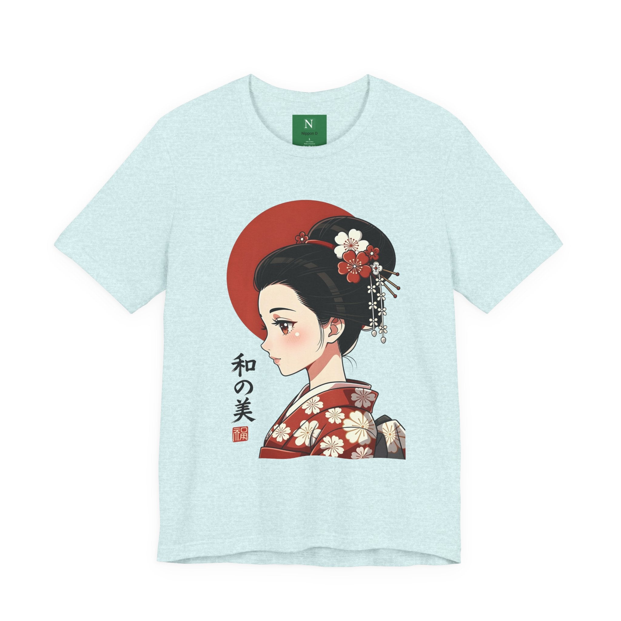 Geisha Portrait Tee — Japanese Floral Kimono Art T-Shirt