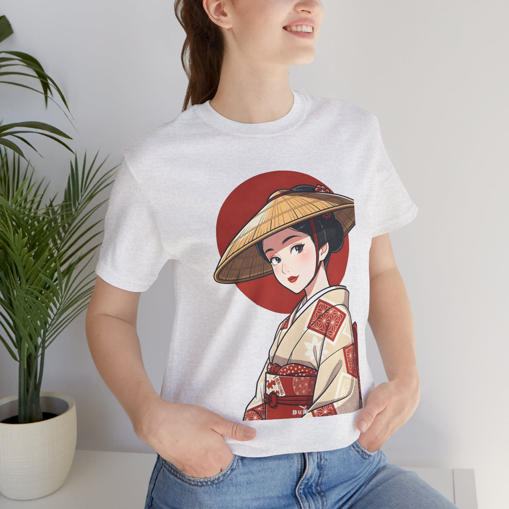 Geisha Illustration Tee — Vintage Kimono Anime T‑Shirt