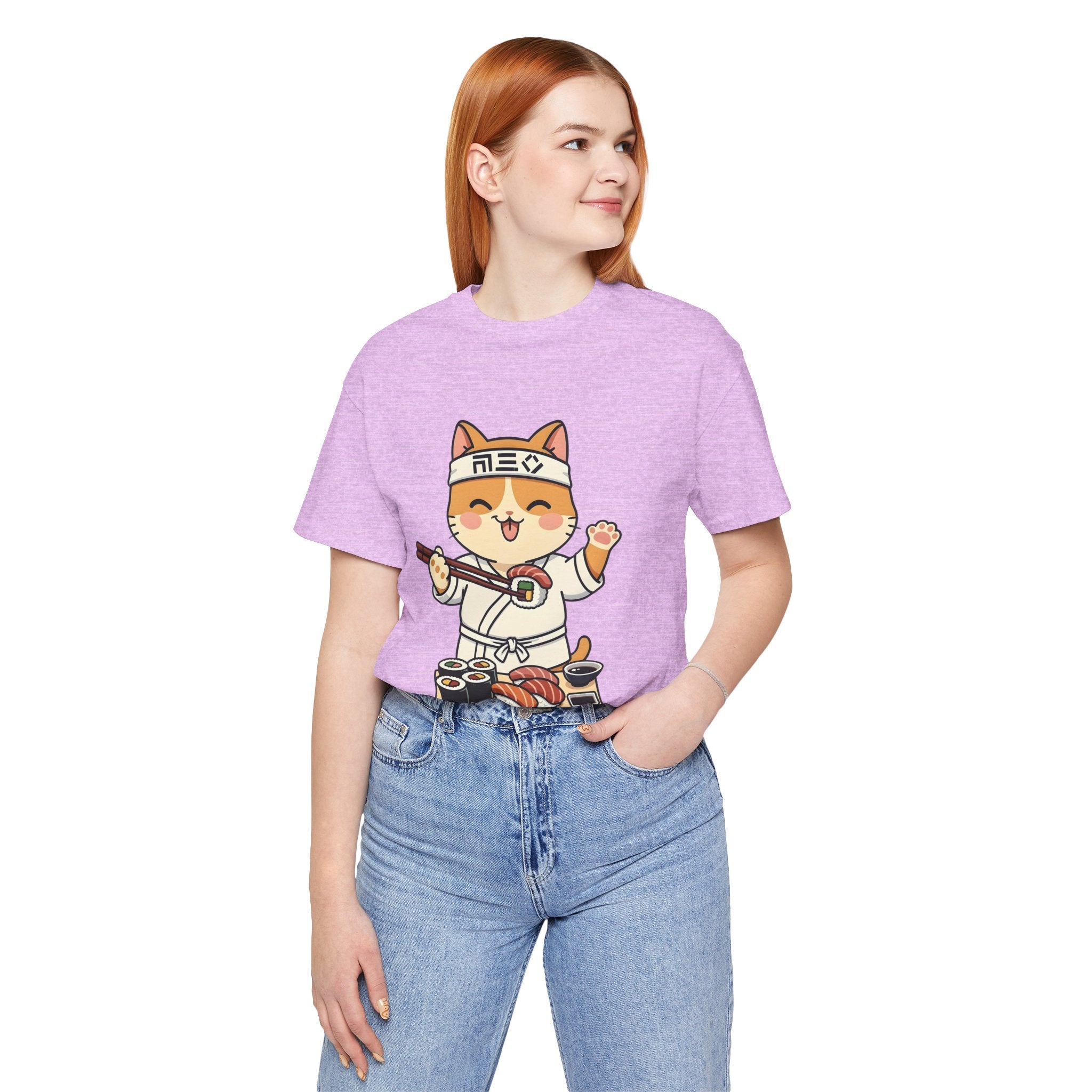 Sushi Chef Cat T‑Shirt — Cute Kawaii Cat Making Sushi Graphic Tee
