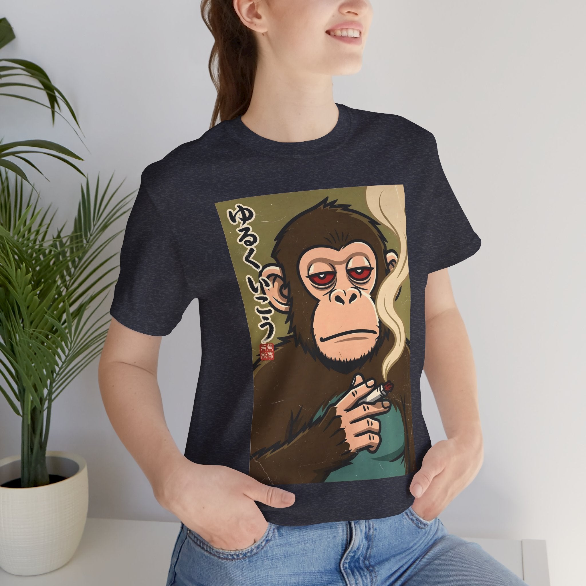 Smoking Monkey Graphic Tee — Japanese Retro Ape Illustration T-Shirt