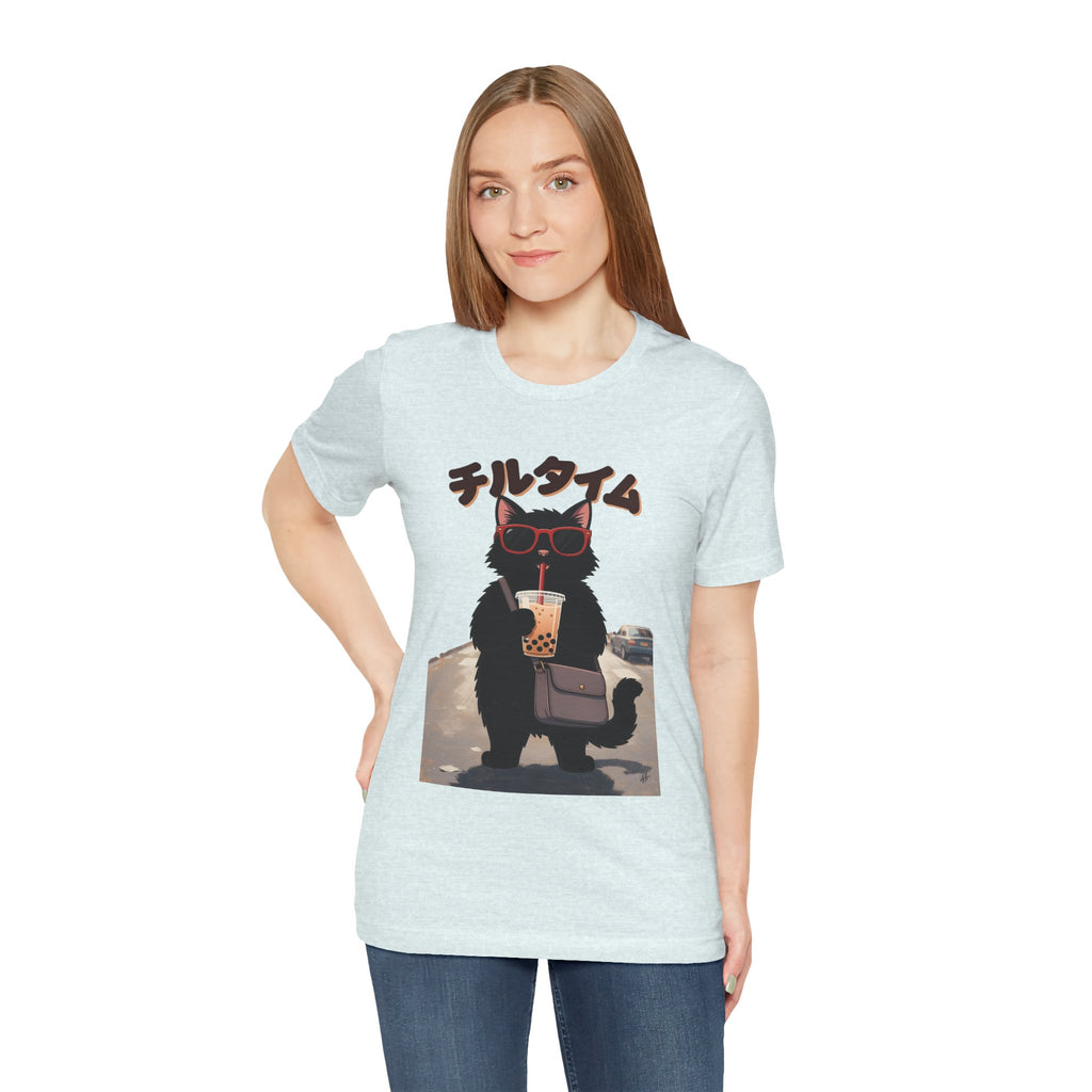 Boba Cat Tee — Cute Cat Drinking Bubble Tea Graphic T-Shirt