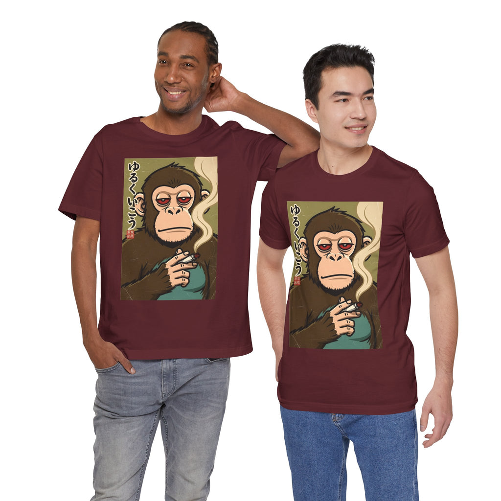 Smoking Monkey Graphic Tee — Japanese Retro Ape Illustration T-Shirt