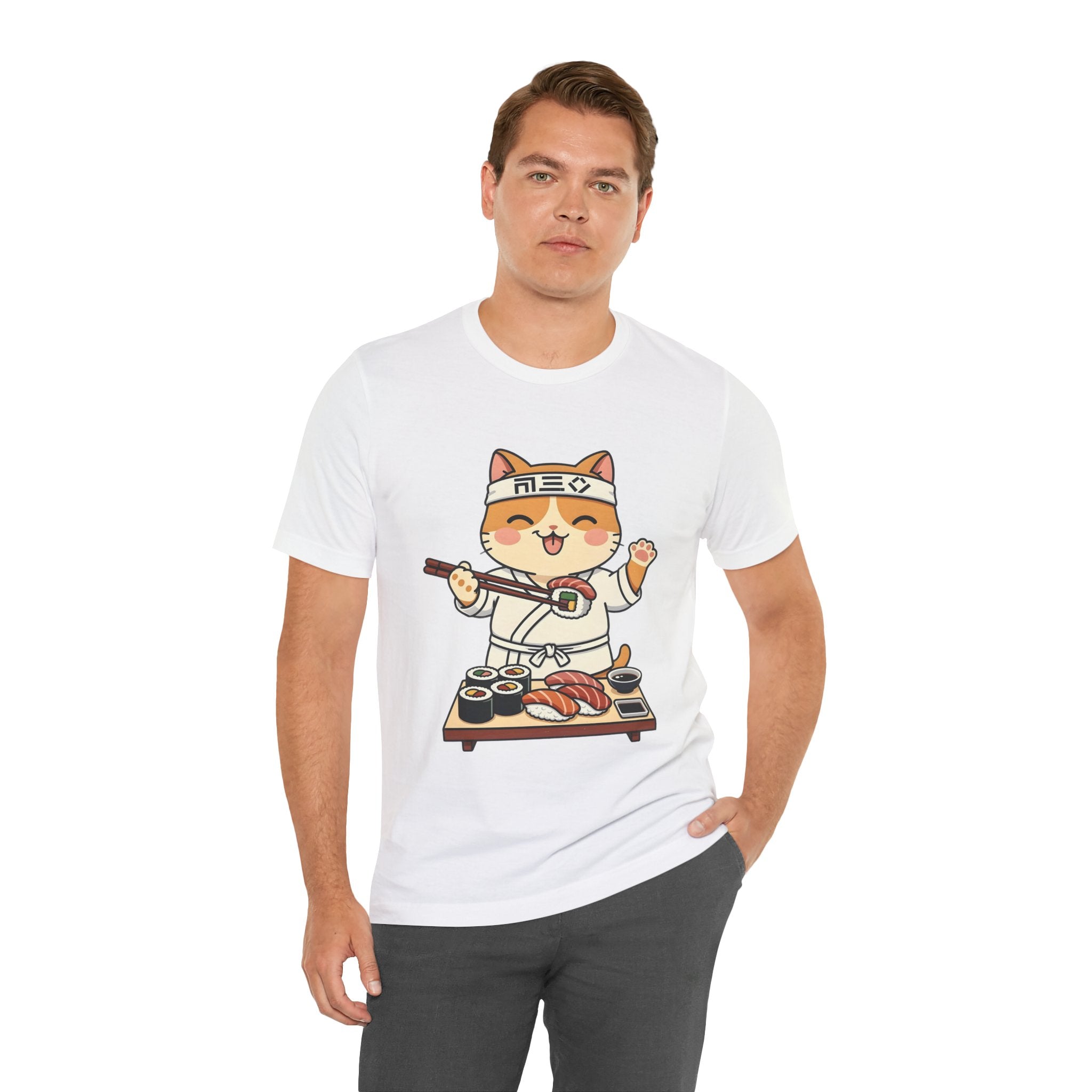 Sushi Chef Cat T‑Shirt — Cute Kawaii Cat Making Sushi Graphic Tee