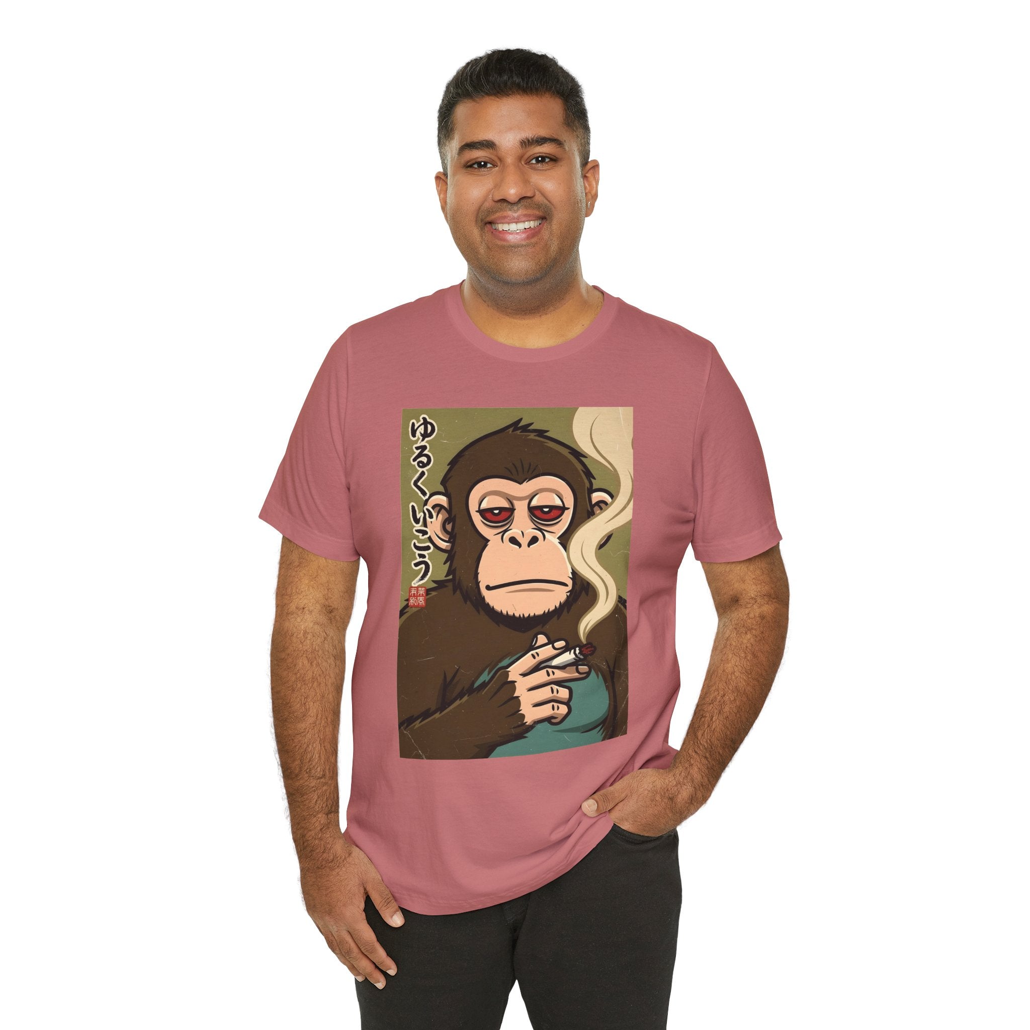 Smoking Monkey Graphic Tee — Japanese Retro Ape Illustration T-Shirt