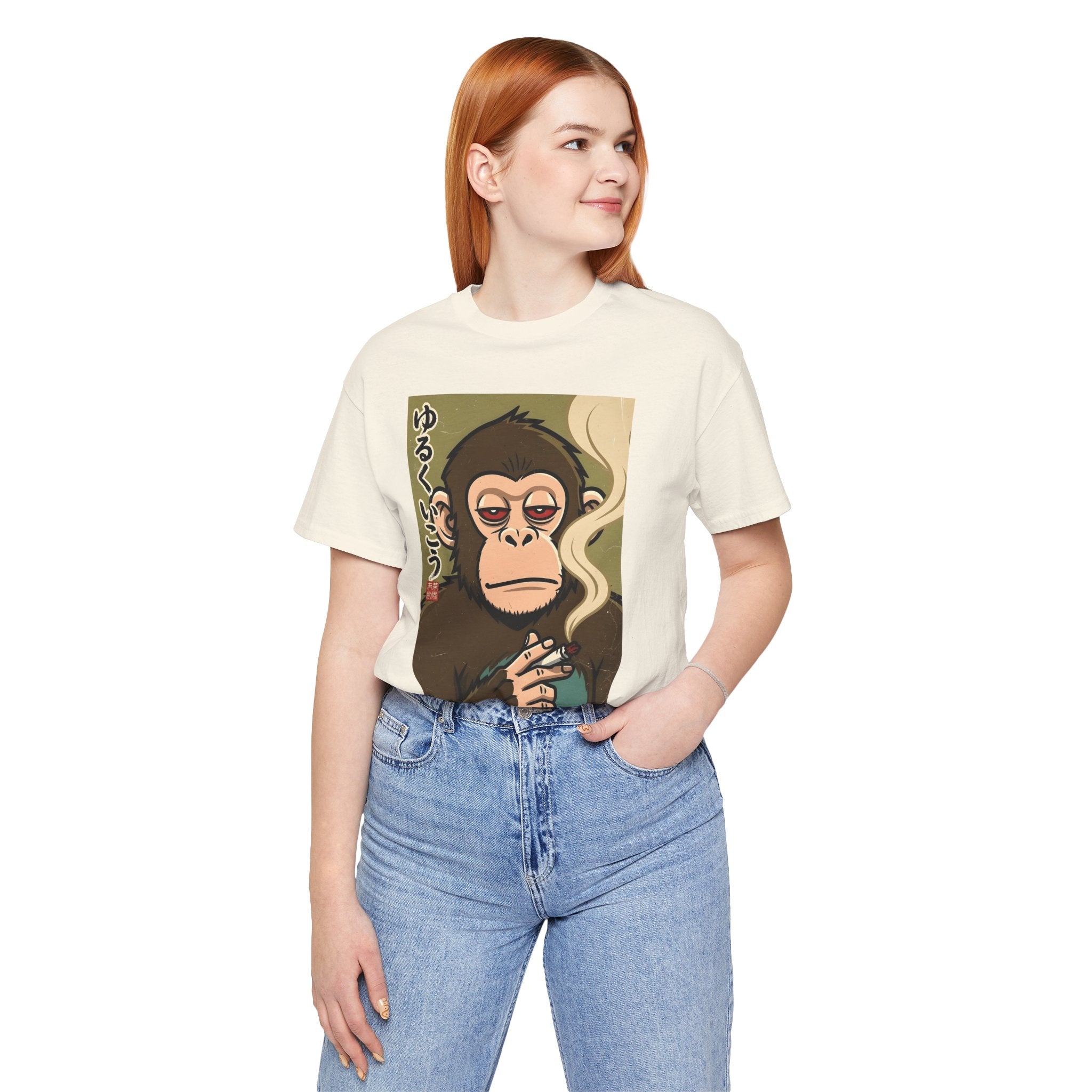 Smoking Monkey Graphic Tee — Japanese Retro Ape Illustration T-Shirt