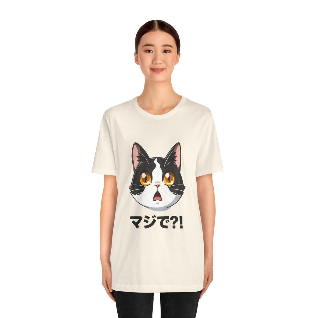 Cat Shock Face Graphic Tee — マジで?! Cute Anime Cat T-Shirt