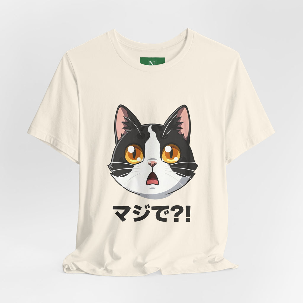 Cat Shock Face Graphic Tee — マジで?! Cute Anime Cat T-Shirt