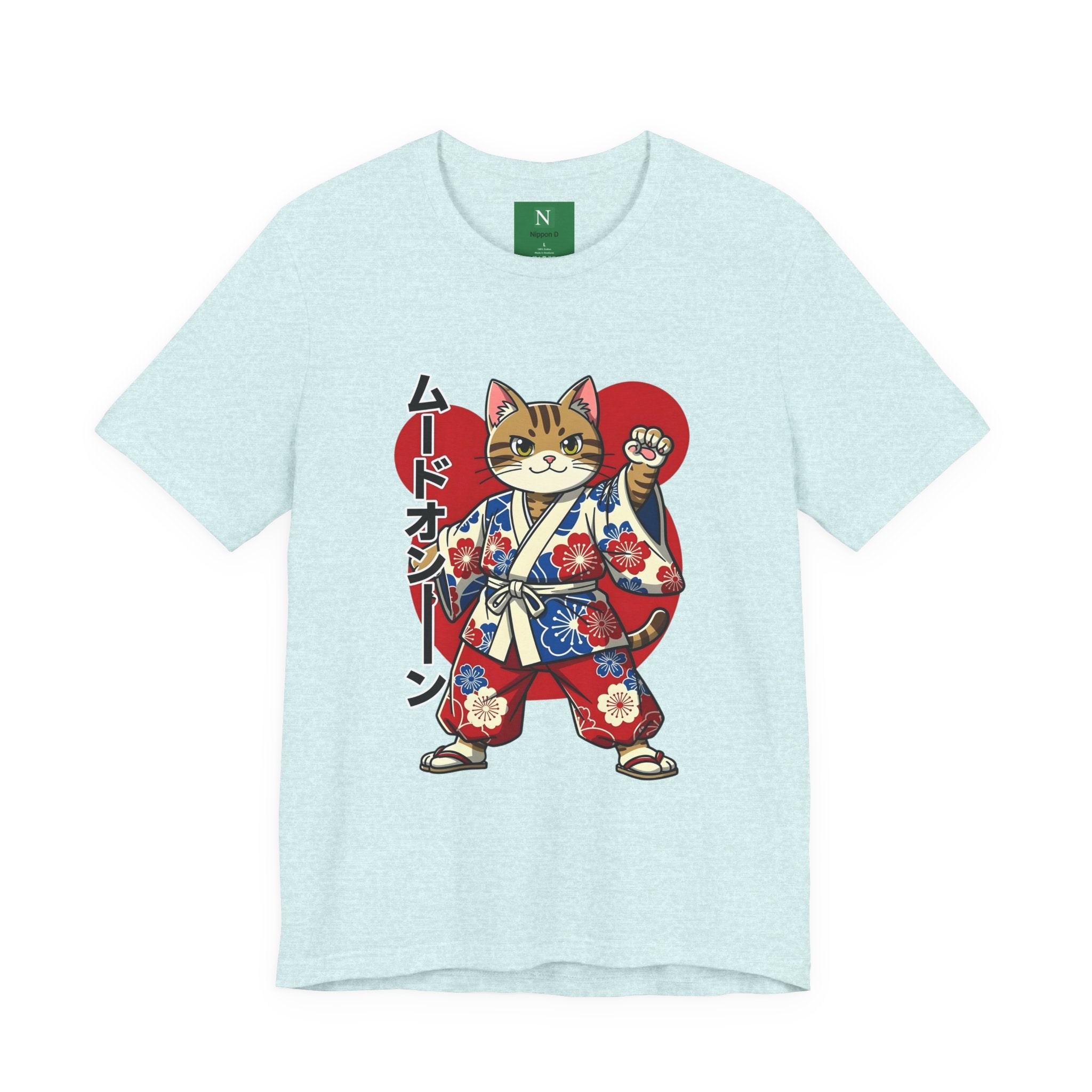 Samurai Cat T‑Shirt — Kawaii Japanese Kimono Cat Graphic Tee