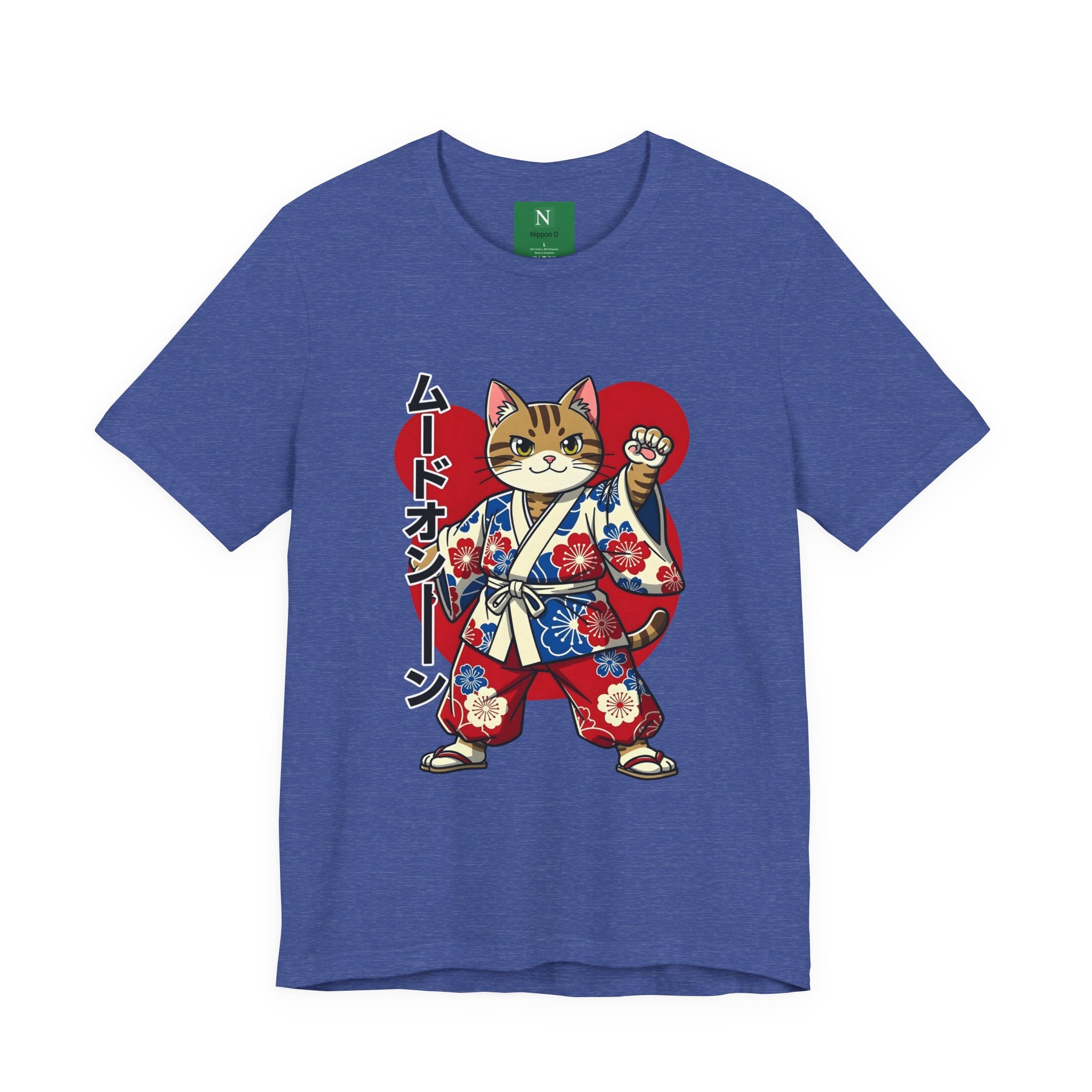 Samurai Cat T‑Shirt — Kawaii Japanese Kimono Cat Graphic Tee