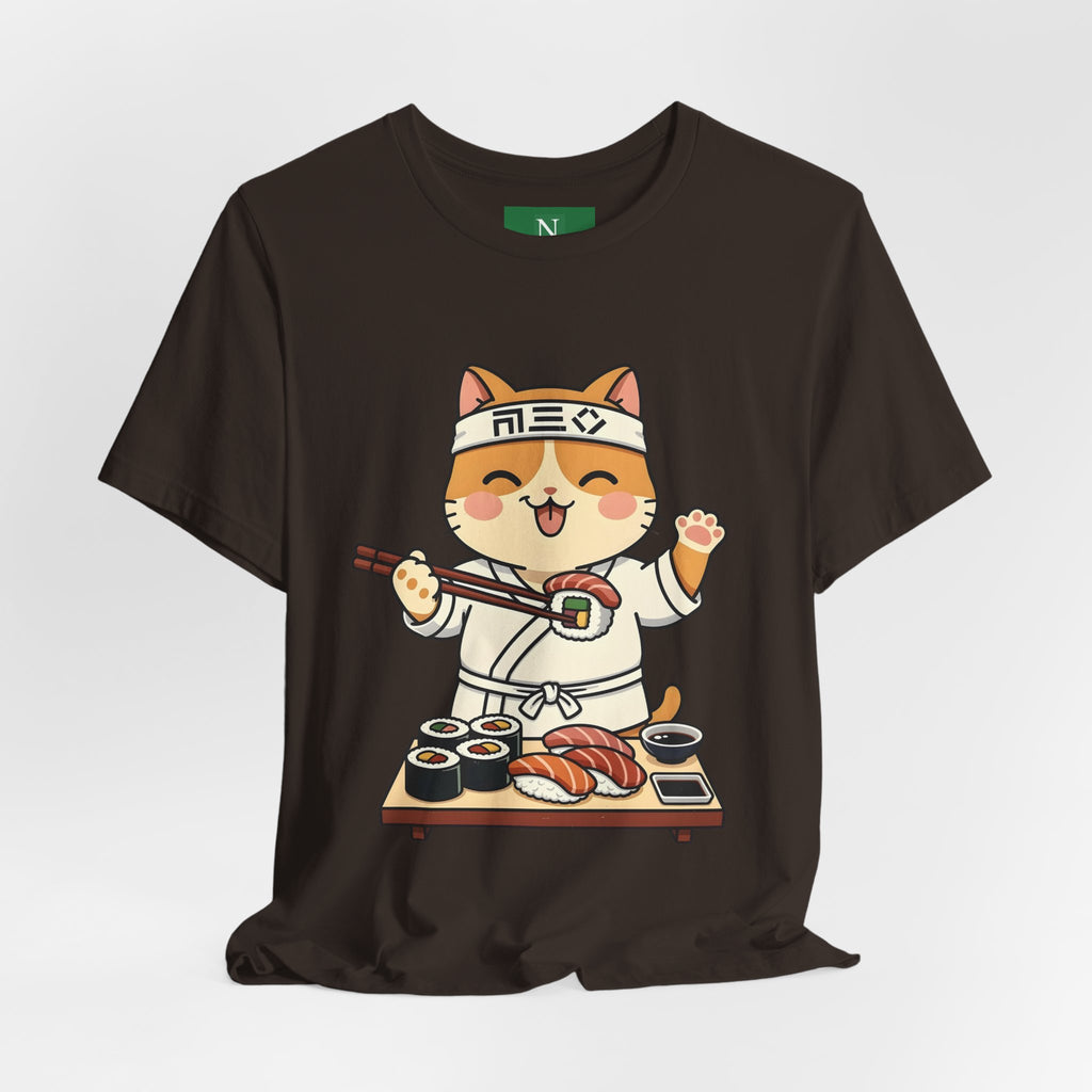 Sushi Chef Cat T‑Shirt — Cute Kawaii Cat Making Sushi Graphic Tee