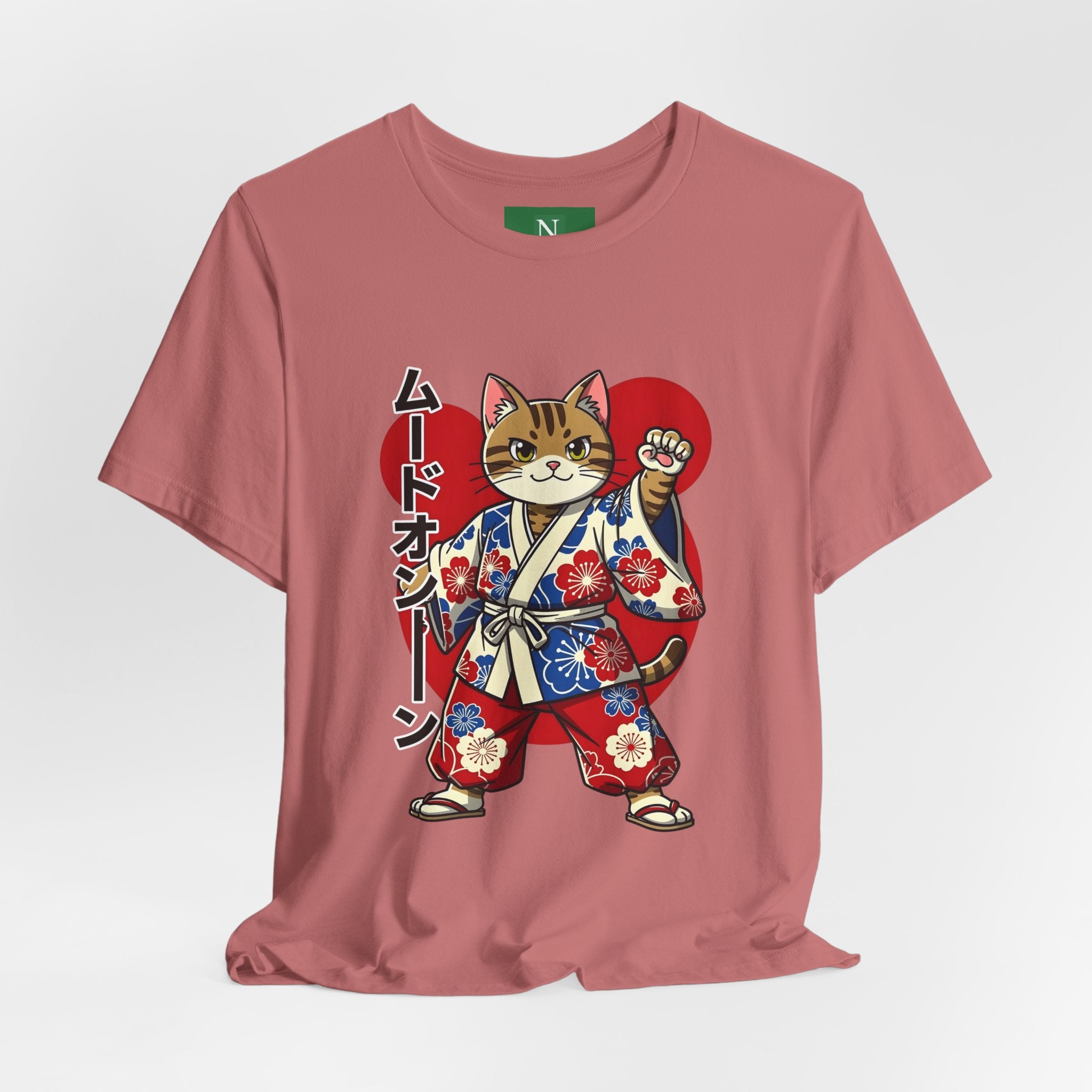 Samurai Cat T‑Shirt — Kawaii Japanese Kimono Cat Graphic Tee