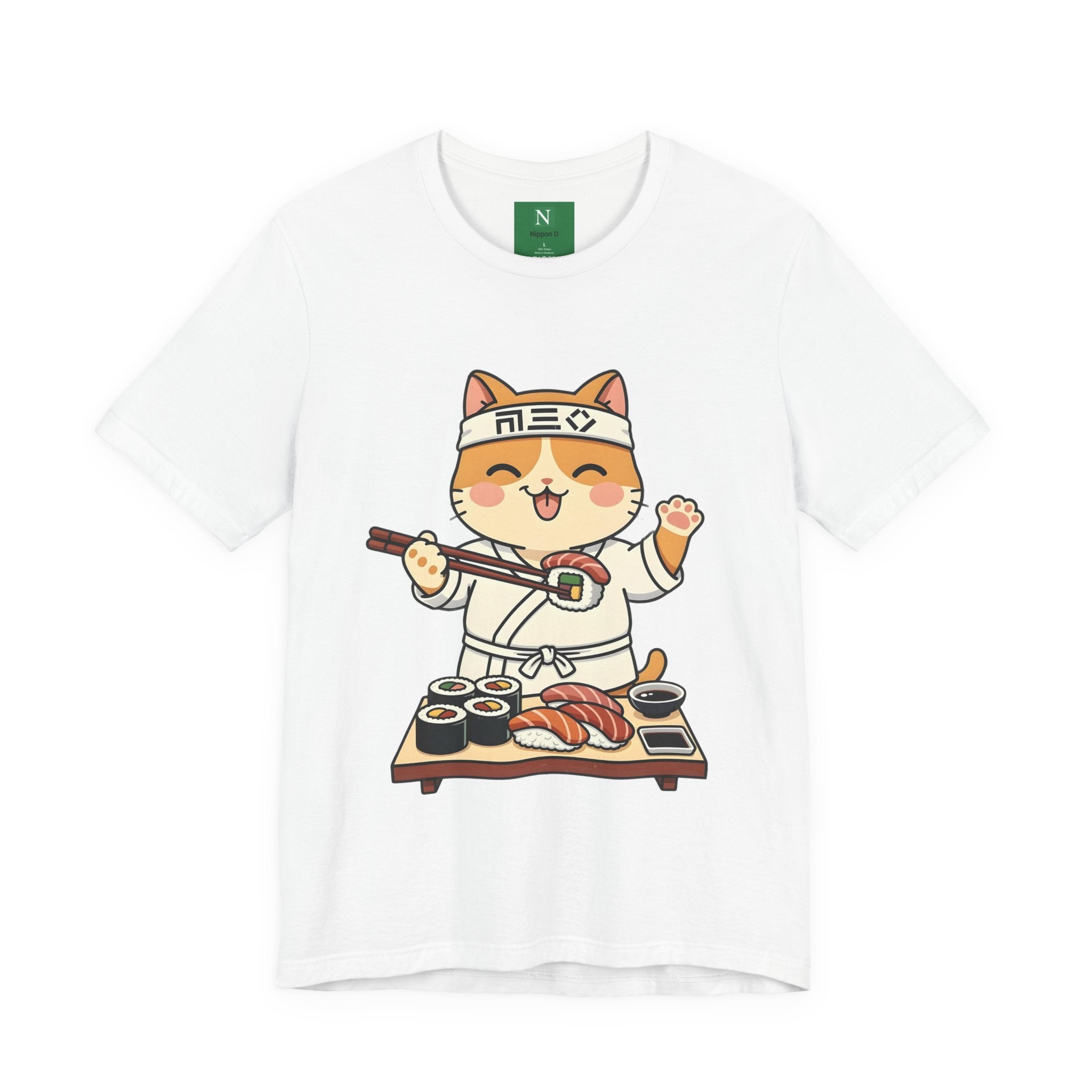 Sushi Chef Cat T‑Shirt — Cute Kawaii Cat Making Sushi Graphic Tee