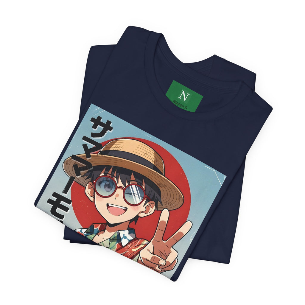 Anime Summer Kid: Tropical Hawaiian Tee with Peace Sign (サマー)