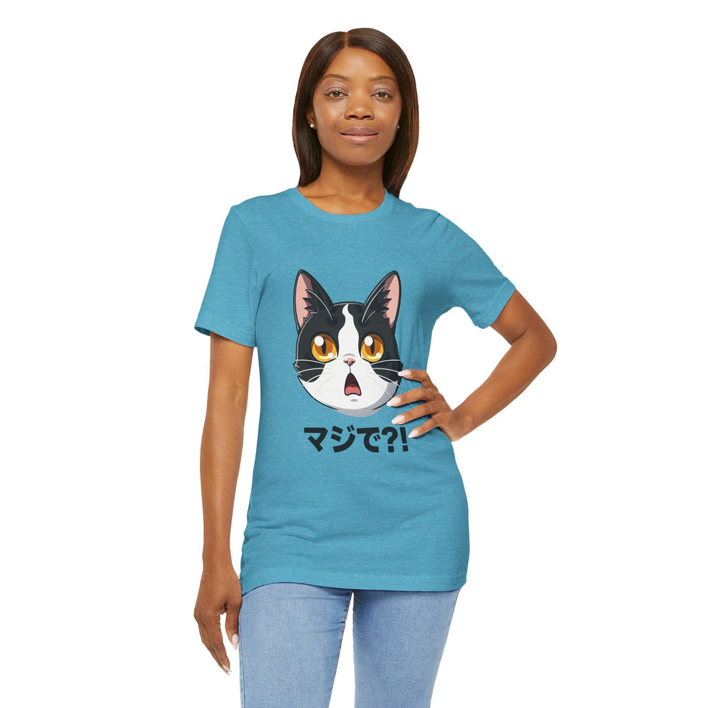 Cat Shock Face Graphic Tee — マジで?! Cute Anime Cat T-Shirt