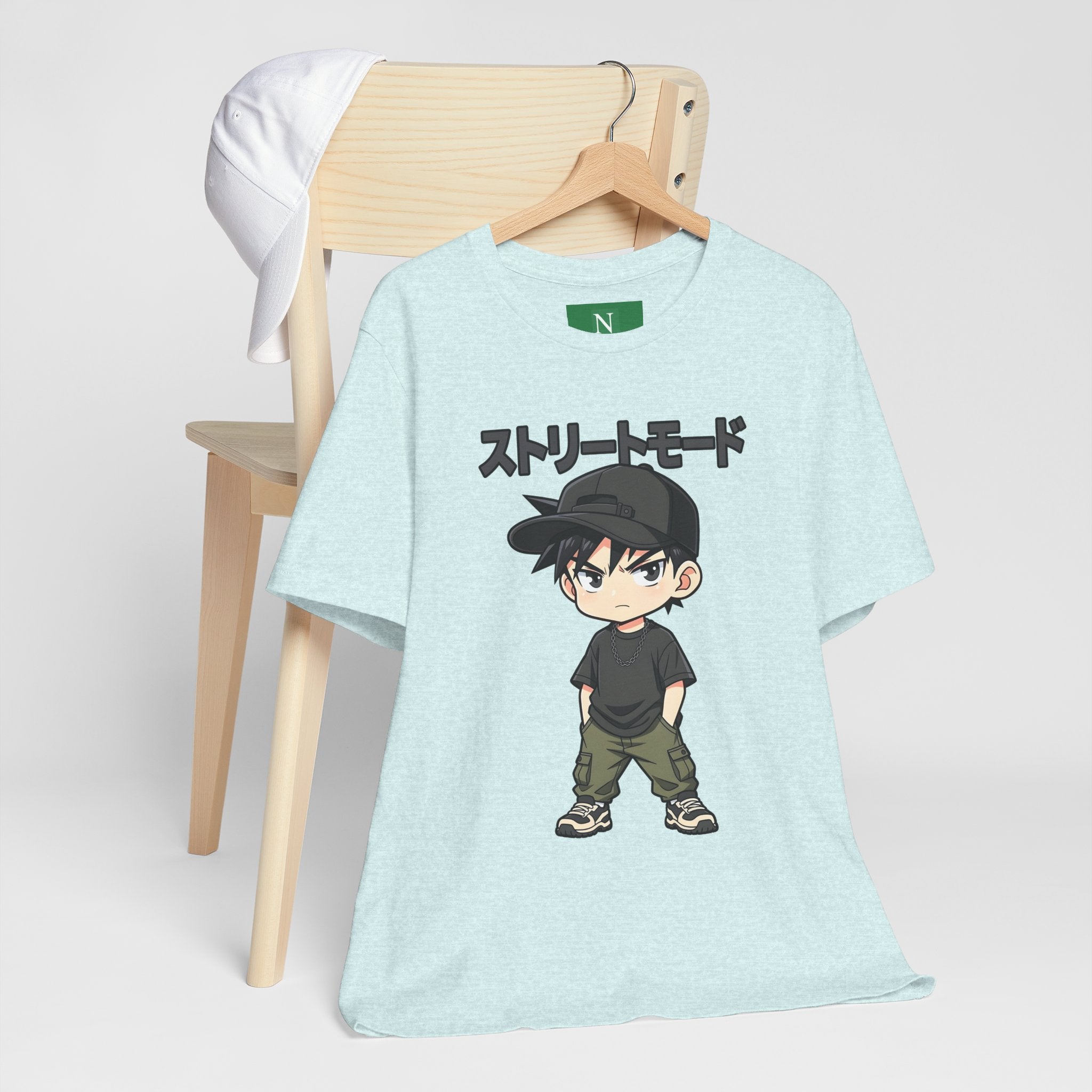 Street Mode Anime Boy T-Shirt — Japanese Text Graphic Tee