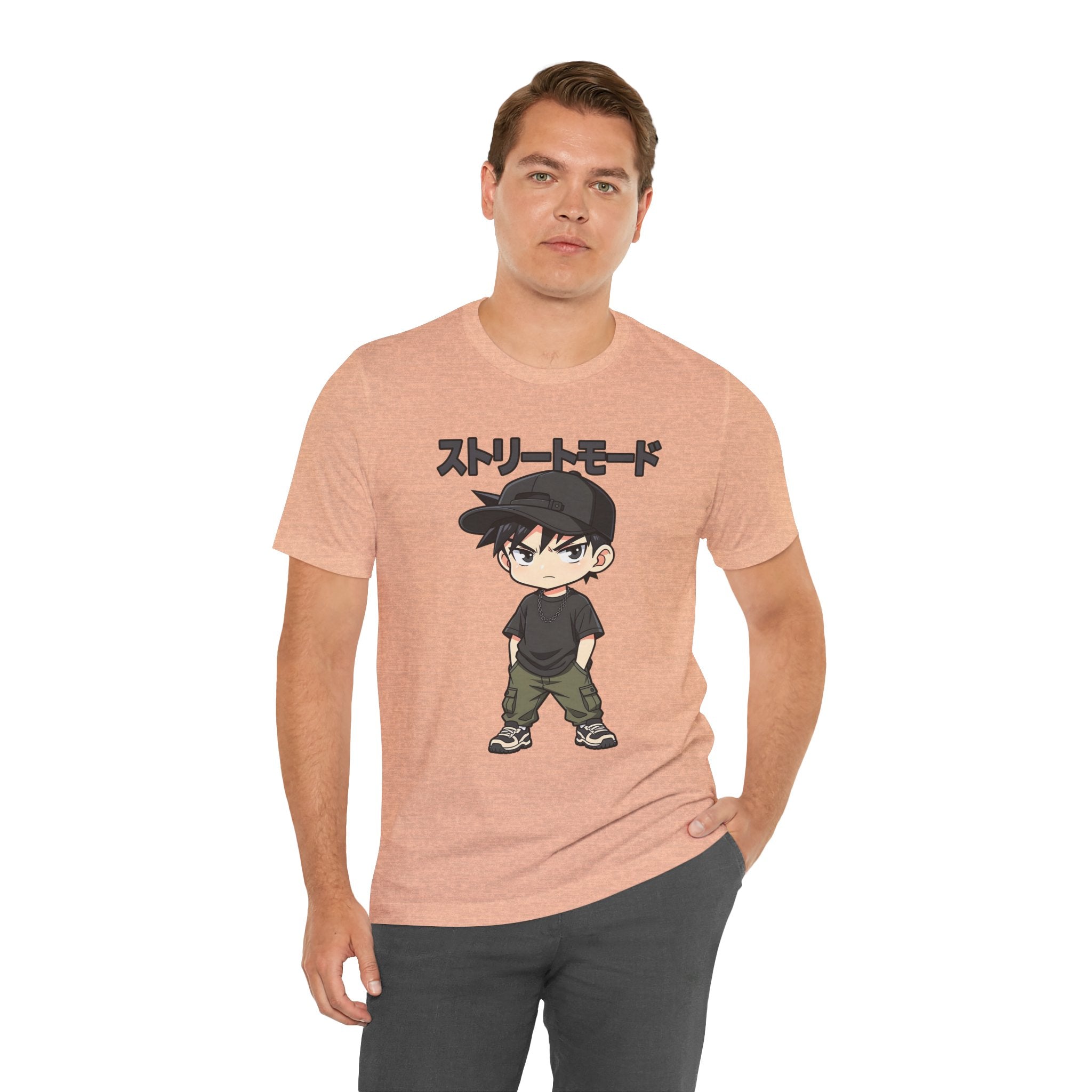 Street Mode Anime Boy T-Shirt — Japanese Text Graphic Tee