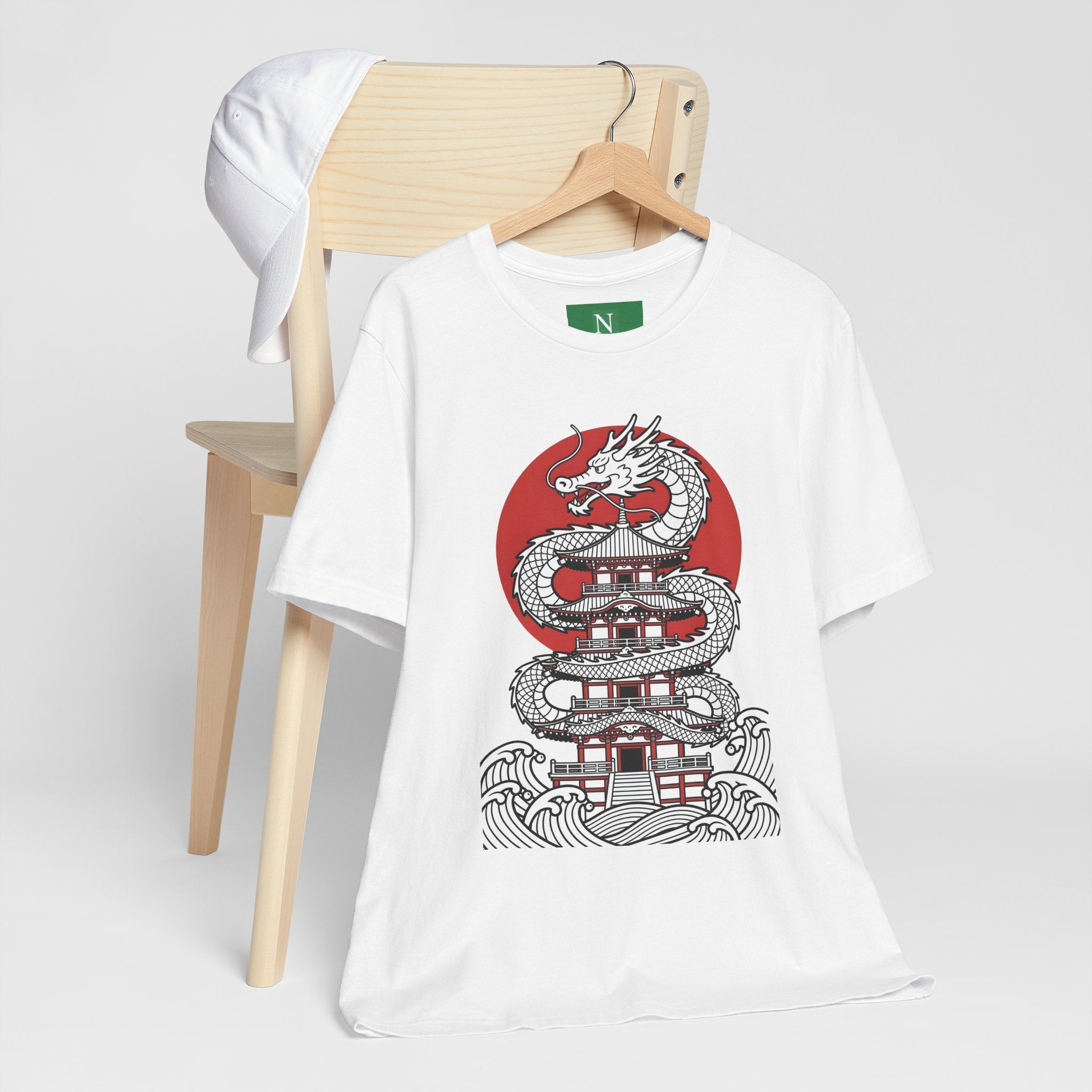 Dragon Pagoda T‑Shirt — Japanese Red Sun Temple Graphic Tee