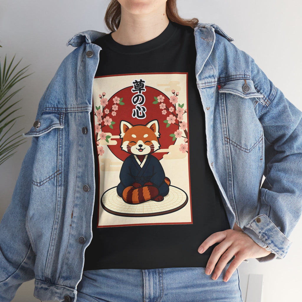Red Panda Zen T-Shirt — Cute Japanese-Inspired Meditation Design