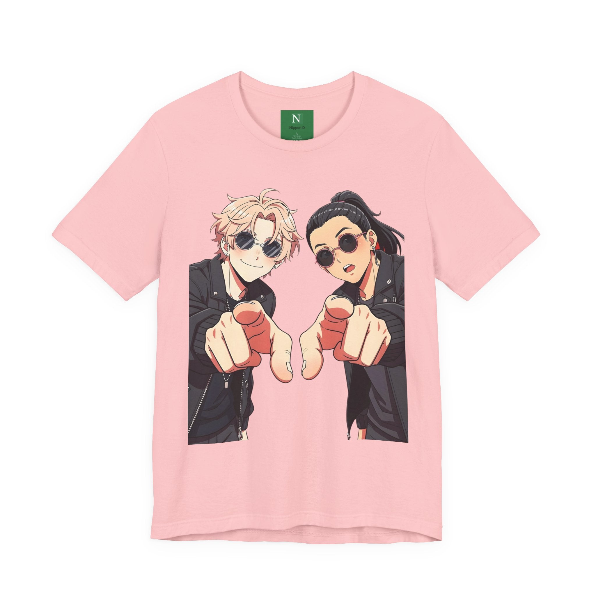 Anime Besties Pointing Tee — Cool Duo Illustration T‑Shirt