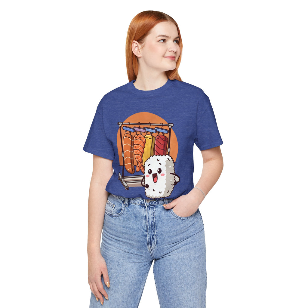 Cute Sushi Rice Cartoon T‑Shirt — Kawaii Nigiri Character Tee