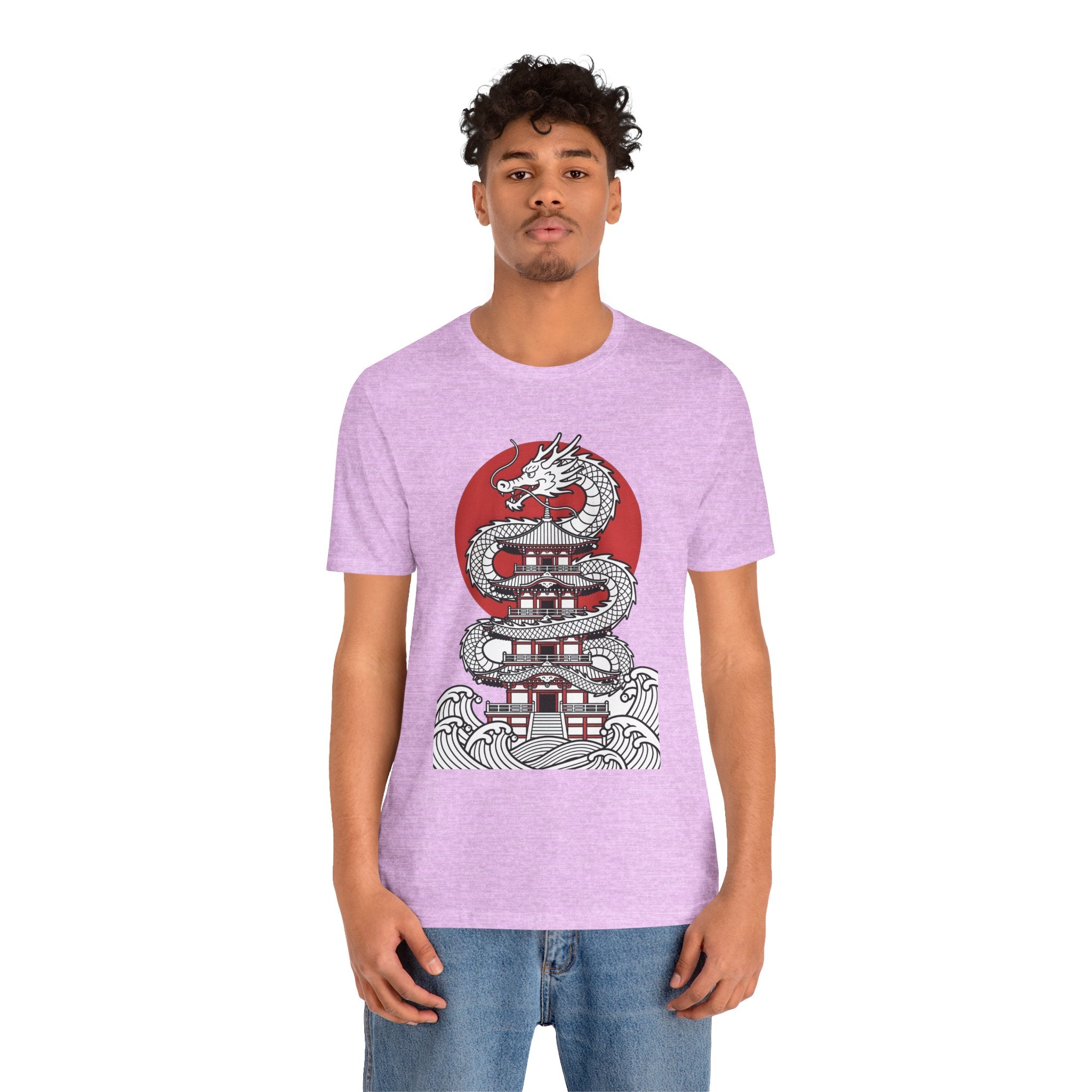 Dragon Pagoda T‑Shirt — Japanese Red Sun Temple Graphic Tee