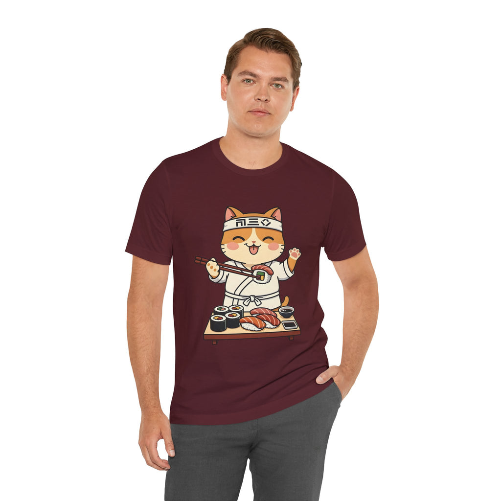 Sushi Chef Cat T‑Shirt — Cute Kawaii Cat Making Sushi Graphic Tee