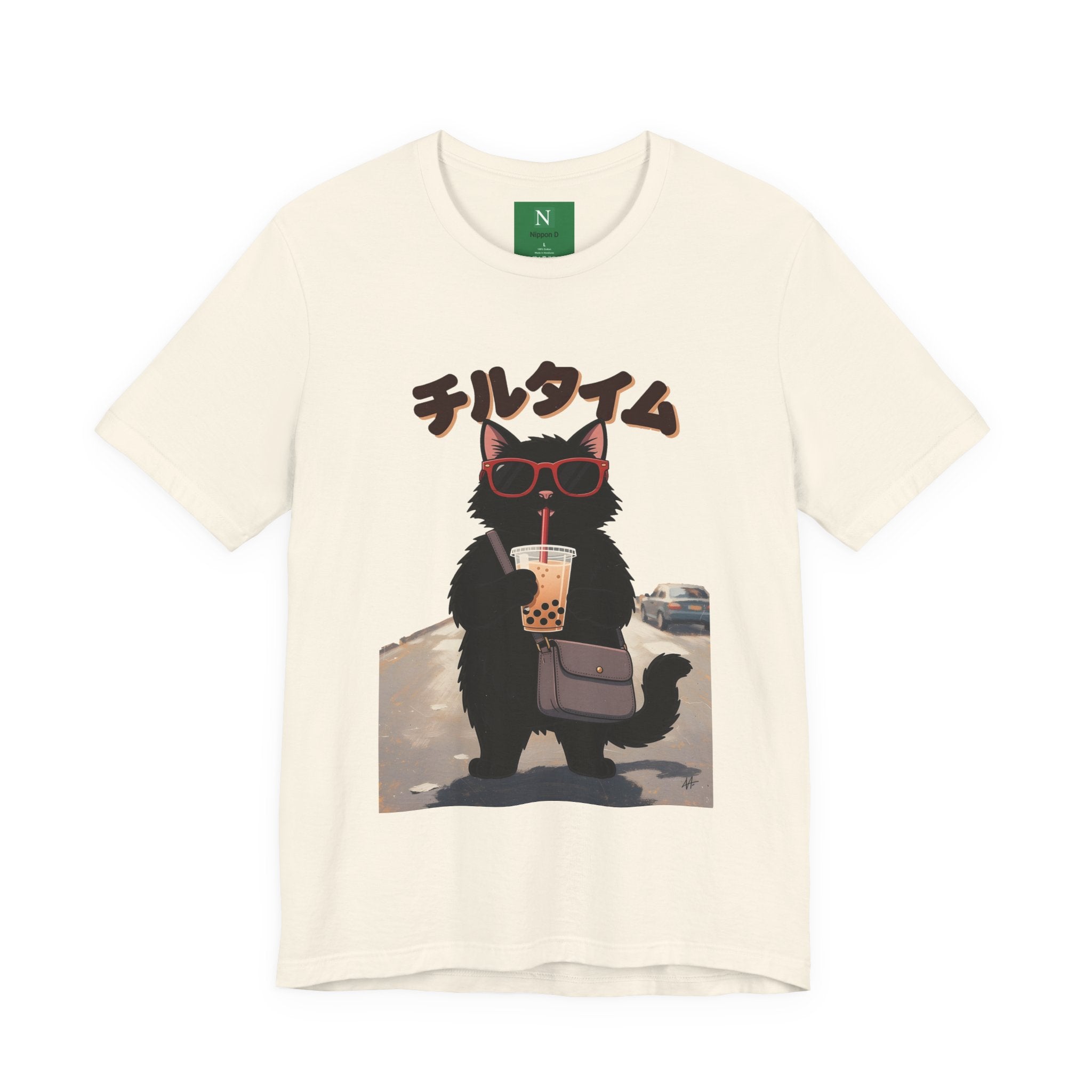 Boba Cat Tee — Cute Cat Drinking Bubble Tea Graphic T-Shirt
