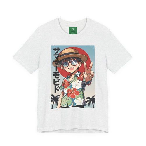 Anime Summer Kid: Tropical Hawaiian Tee with Peace Sign (サマー)