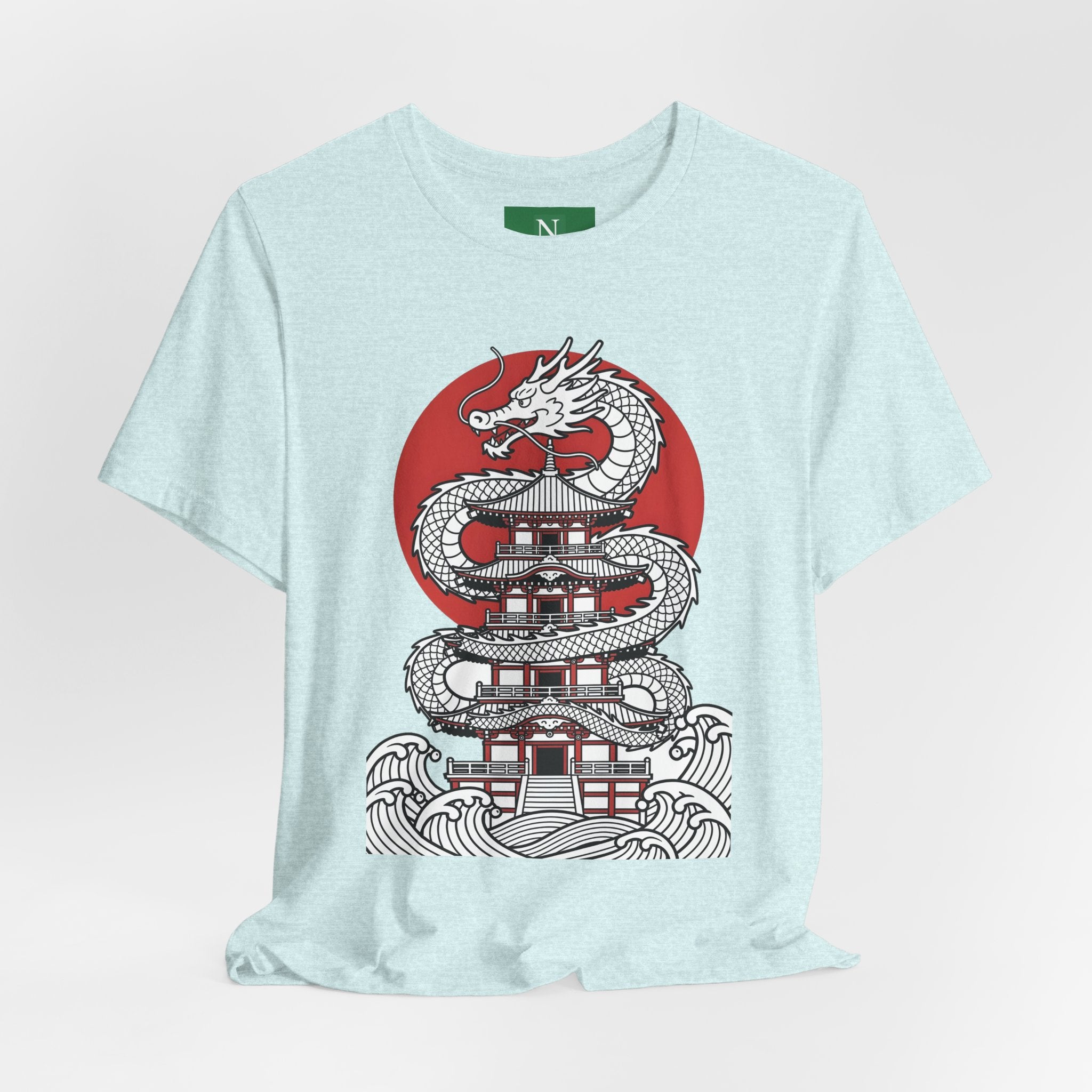 Dragon Pagoda T‑Shirt — Japanese Red Sun Temple Graphic Tee