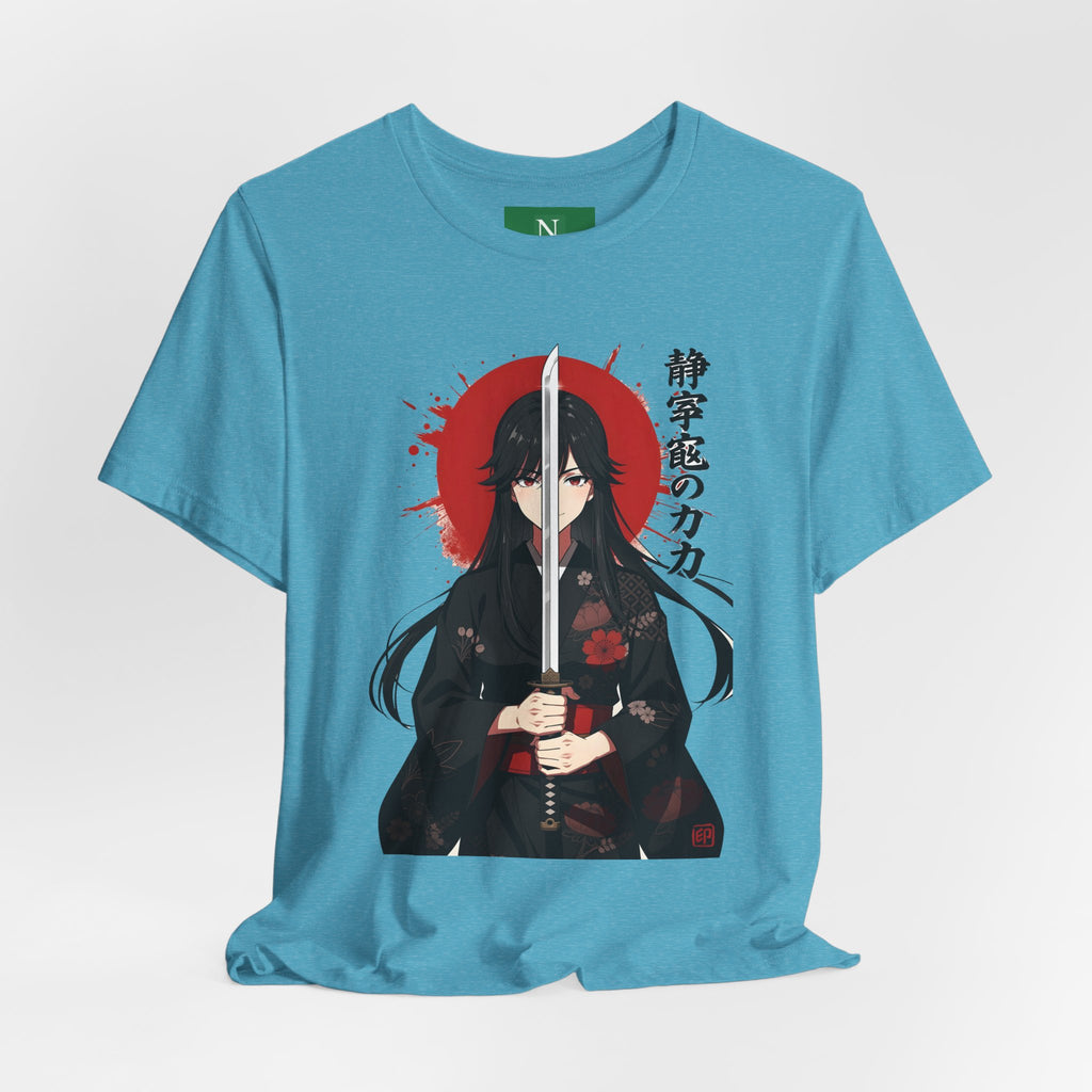Samurai Girl Sword T‑Shirt — Anime Katana Tee with Japanese Text
